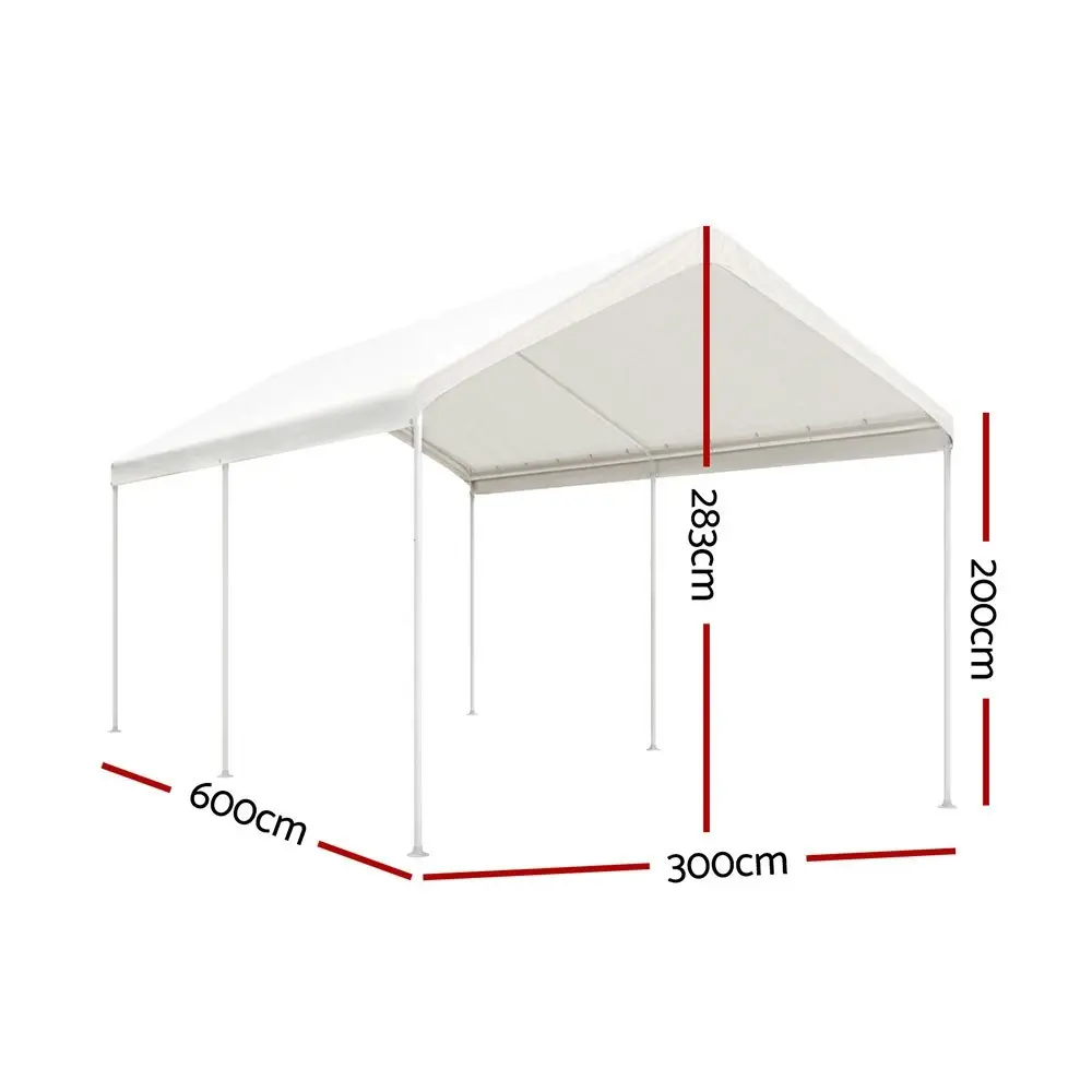 Instahut Carports 3x6m Carport Kits Steel Shelter Gazebo Canopy Garage Portable Garden Shed