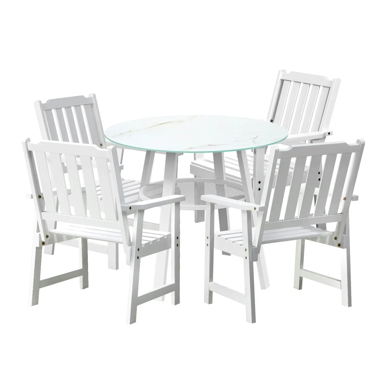 Livsip 5PCS Outdoor Dining Setting Solid Wood Chair Patio Furniture Set