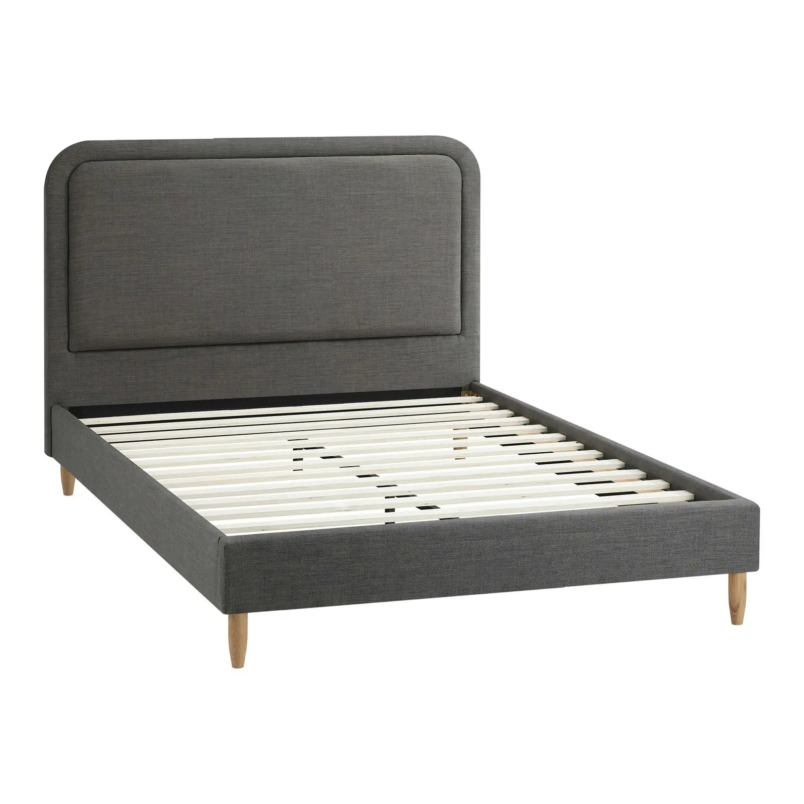 Oikiture Bed Frame Queen Size Beds Base Platform Fabric Grey BOB