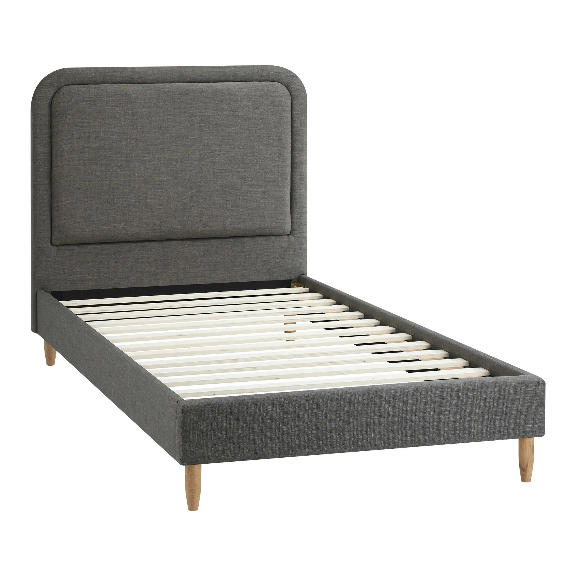 Oikiture Bed Frame Single Size Beds Base Platform Fabric Grey BOB