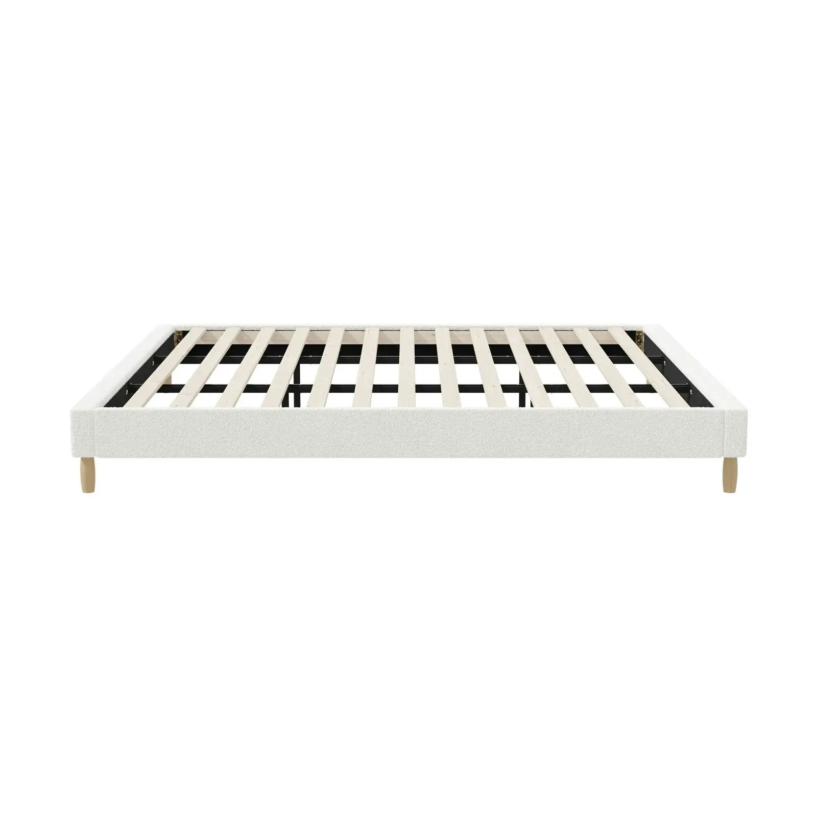 Oikiture Bed Frame King Size Bed Base White Boucle COMO