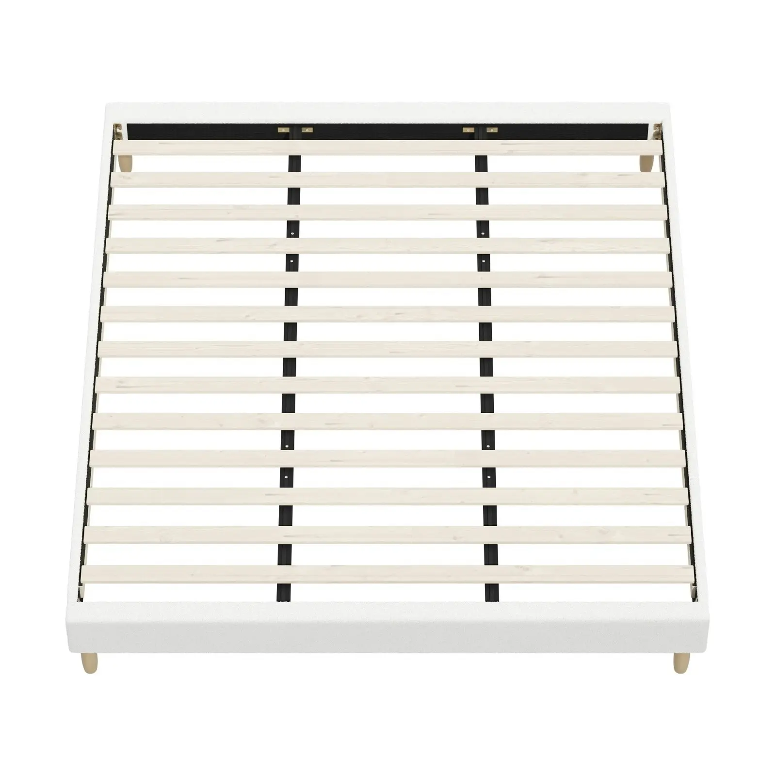 Oikiture Bed Frame King Size Bed Base White Boucle COMO