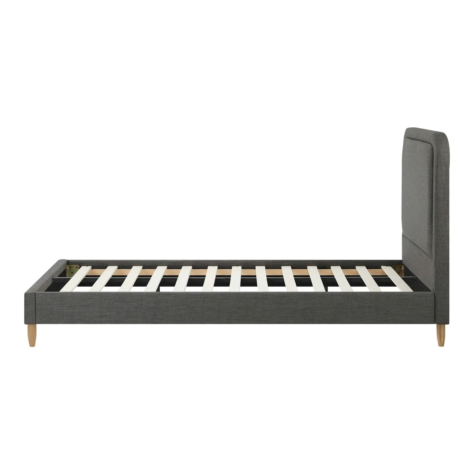 Oikiture Bed Frame King Single Beds Base Platform Fabric Grey BOB