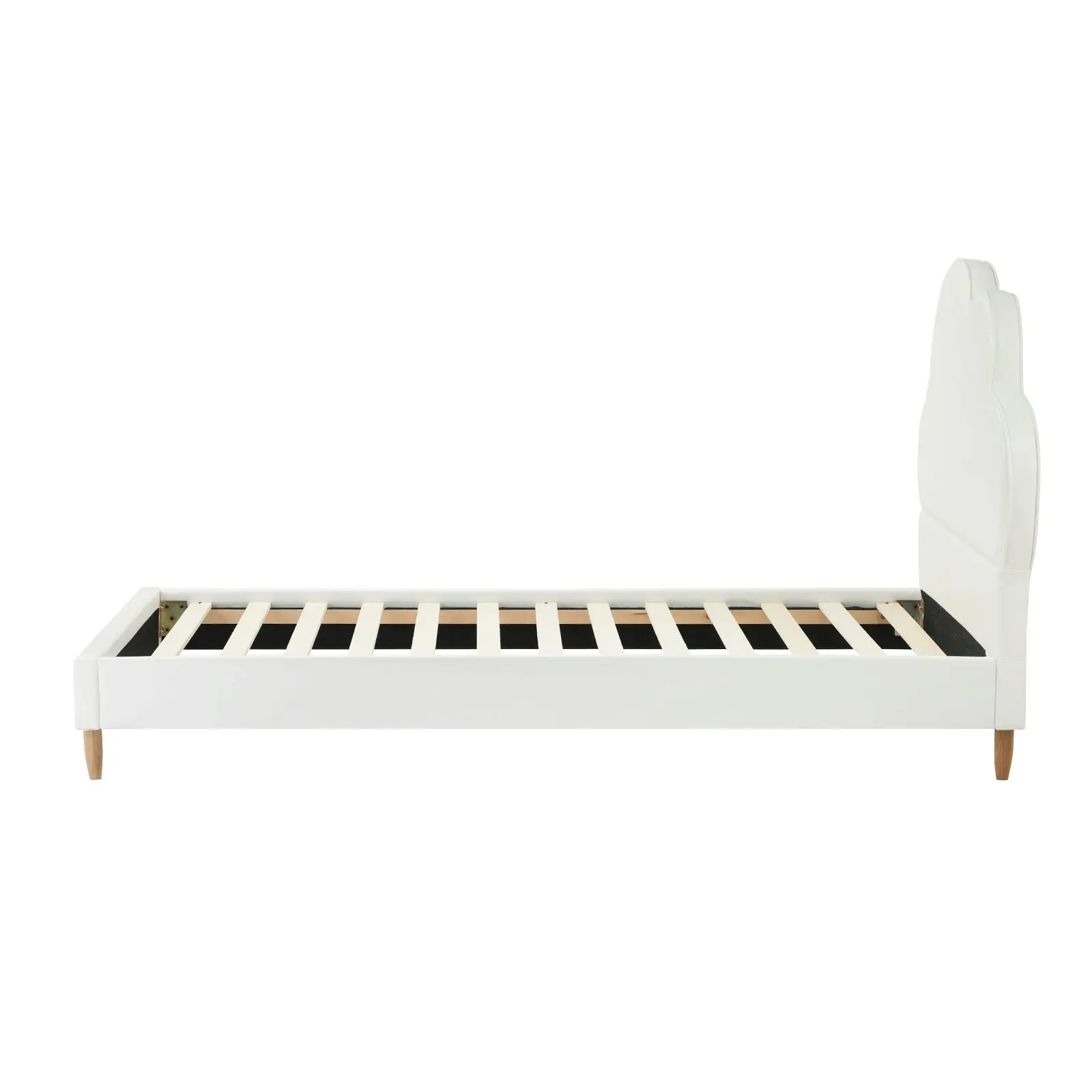 Oikiture Bed Frame Kids Single Bed White Leather CANDI