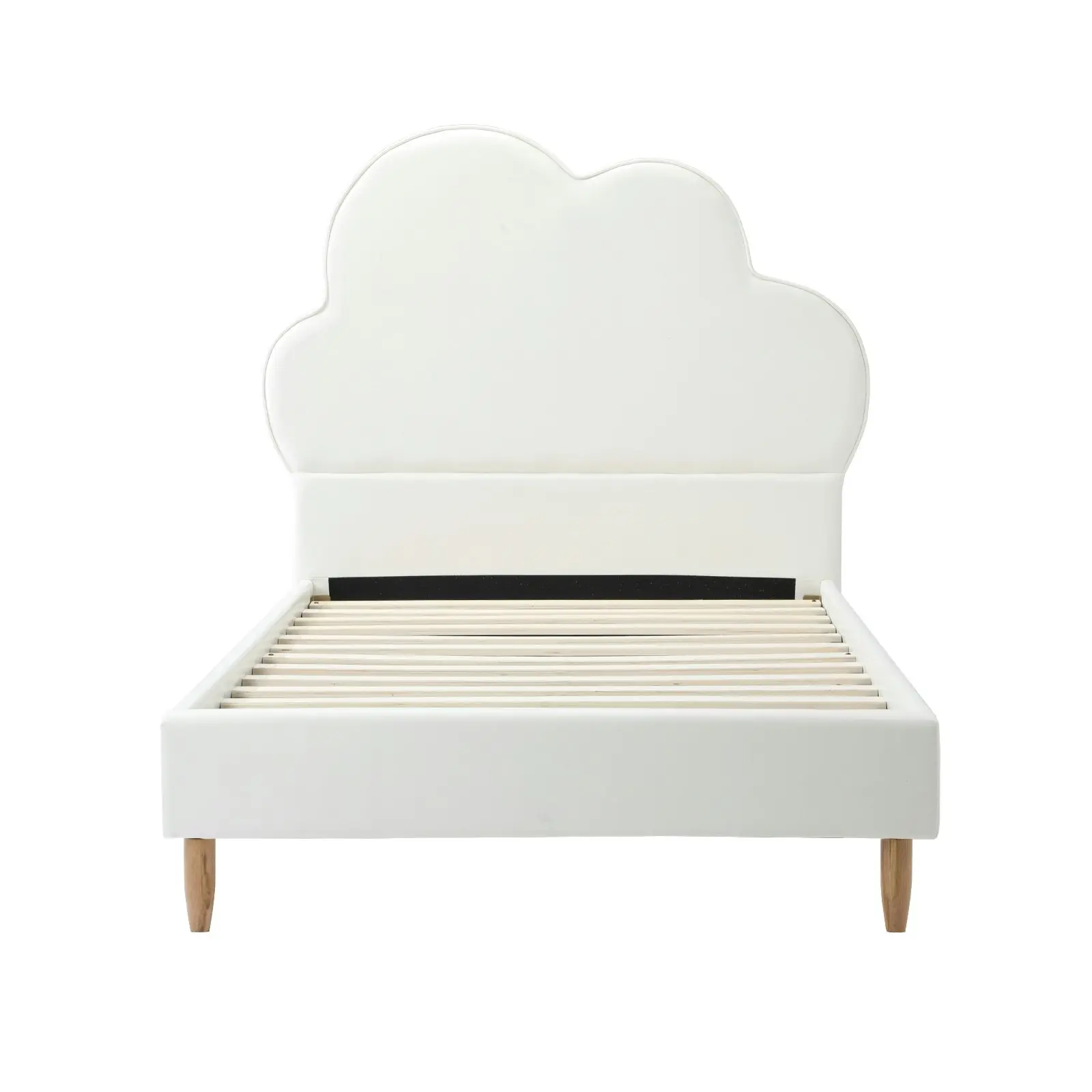 Oikiture Bed Frame Kids Single Bed White Leather CANDI