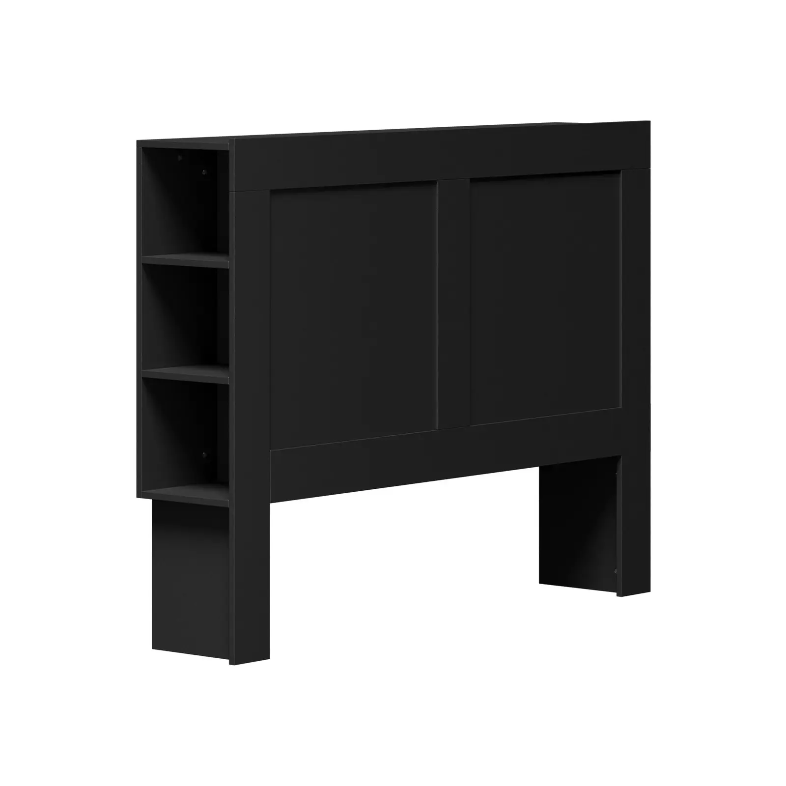 Oikiture Headboard Bed Head Double Size Bedhead with Storage Shelves Black