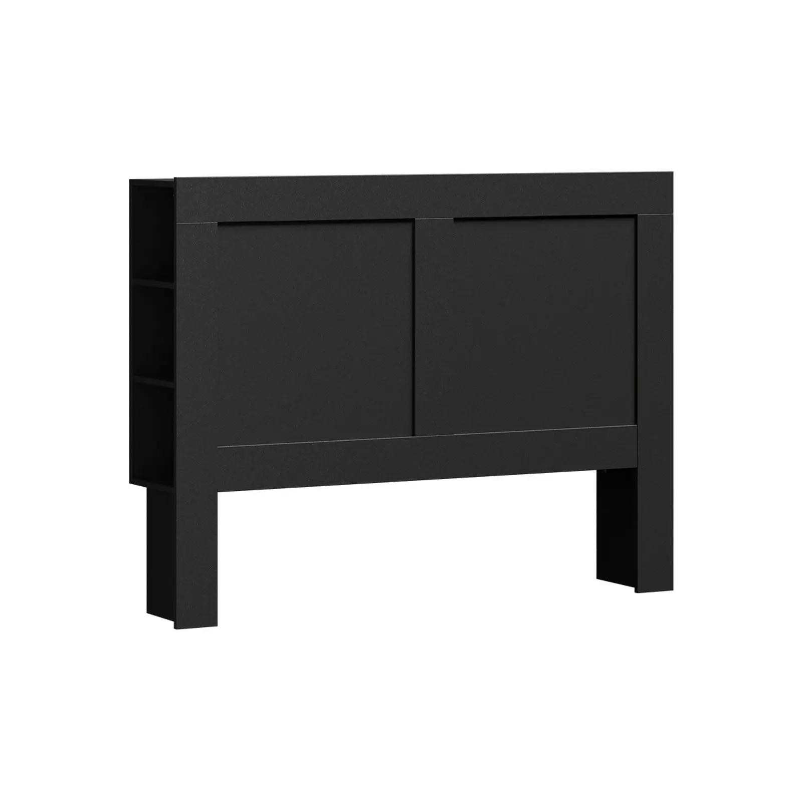 Oikiture Headboard Bed Head Double Size Bedhead with Storage Shelves Black