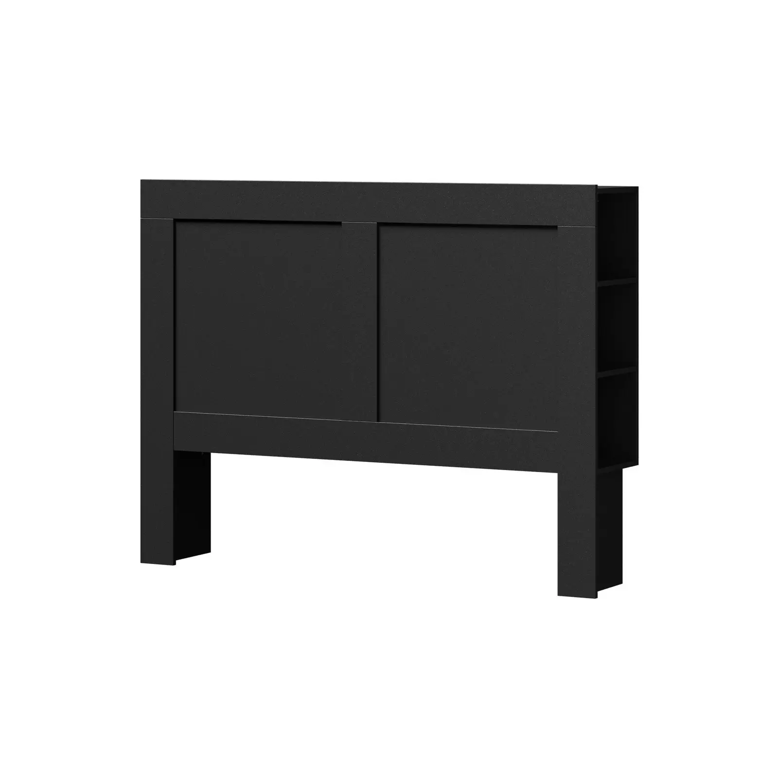 Oikiture Headboard Bed Head Double Size Bedhead with Storage Shelves Black