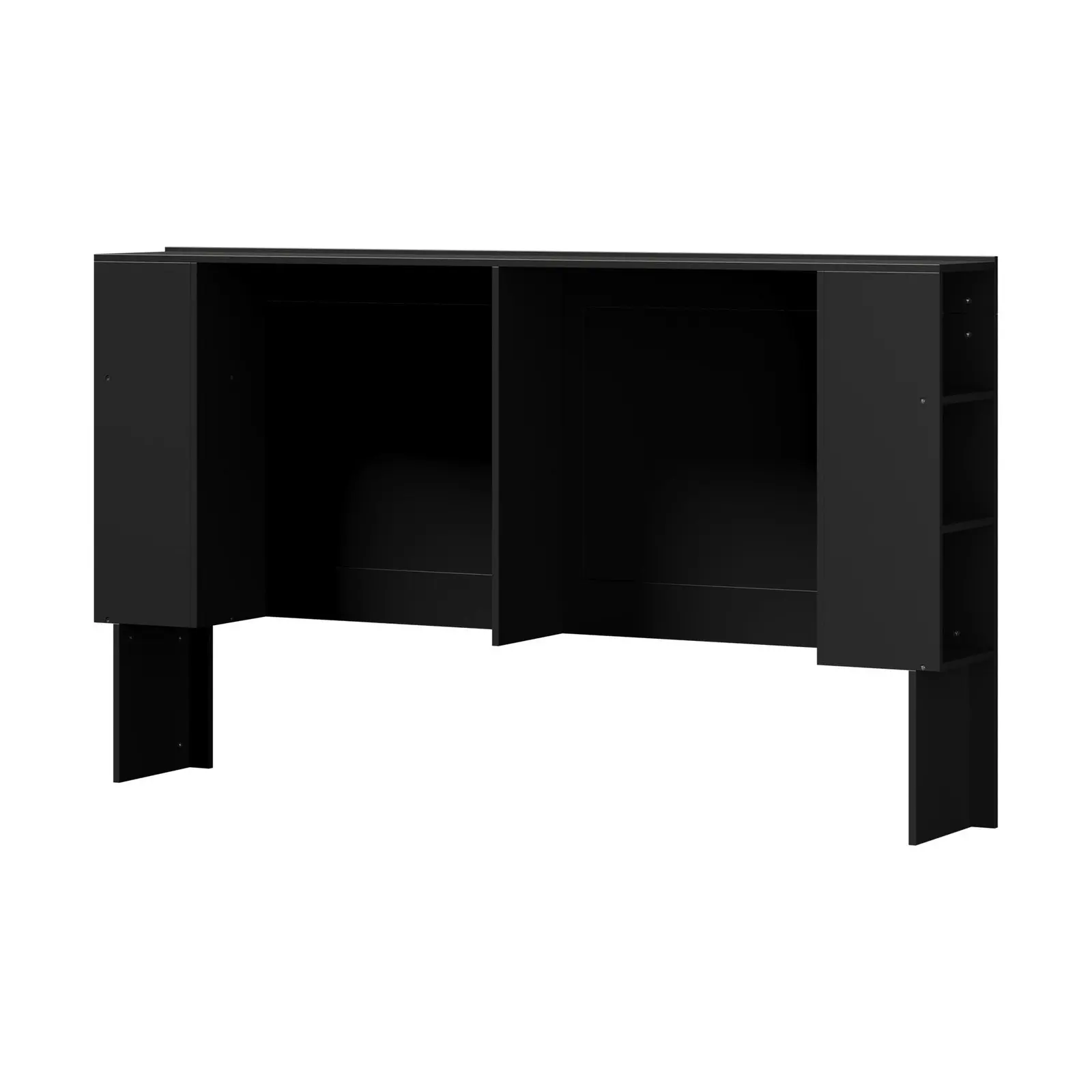 Oikiture Headboard Bed Head King Size Bedhead with Storage Shelves Black