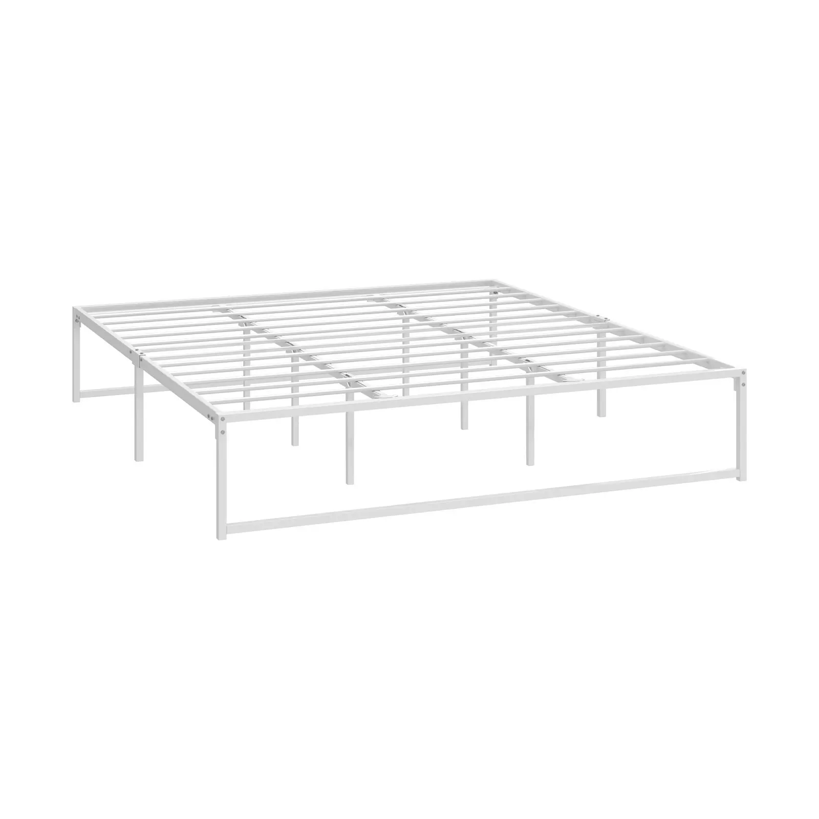 Oikiture Metal Bed Frame KIng Size Beds Base Platform White