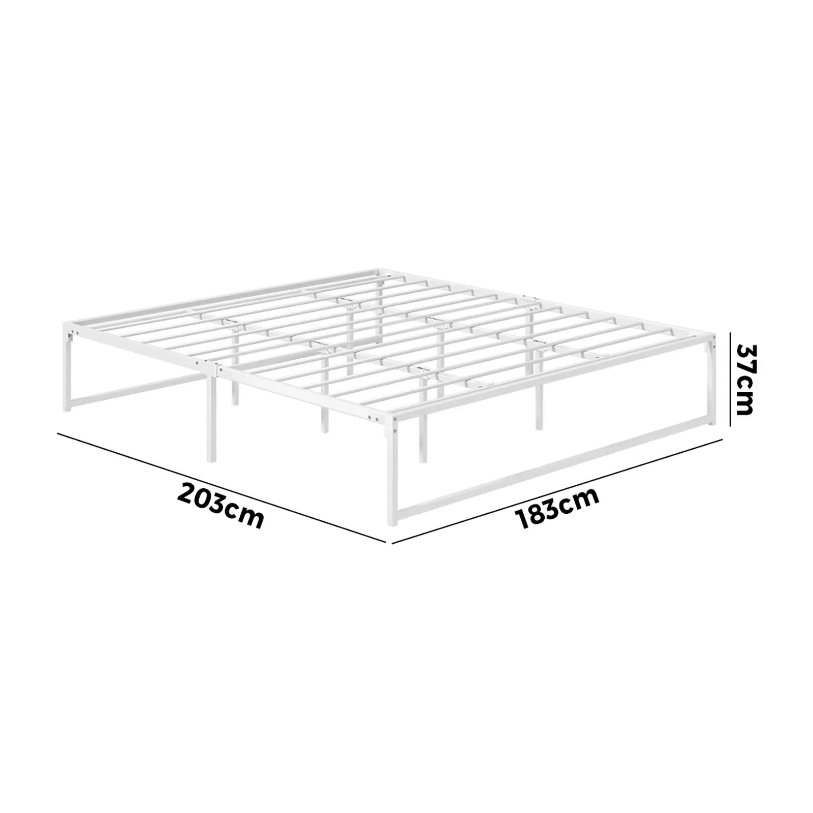 Oikiture Metal Bed Frame KIng Size Beds Base Platform White