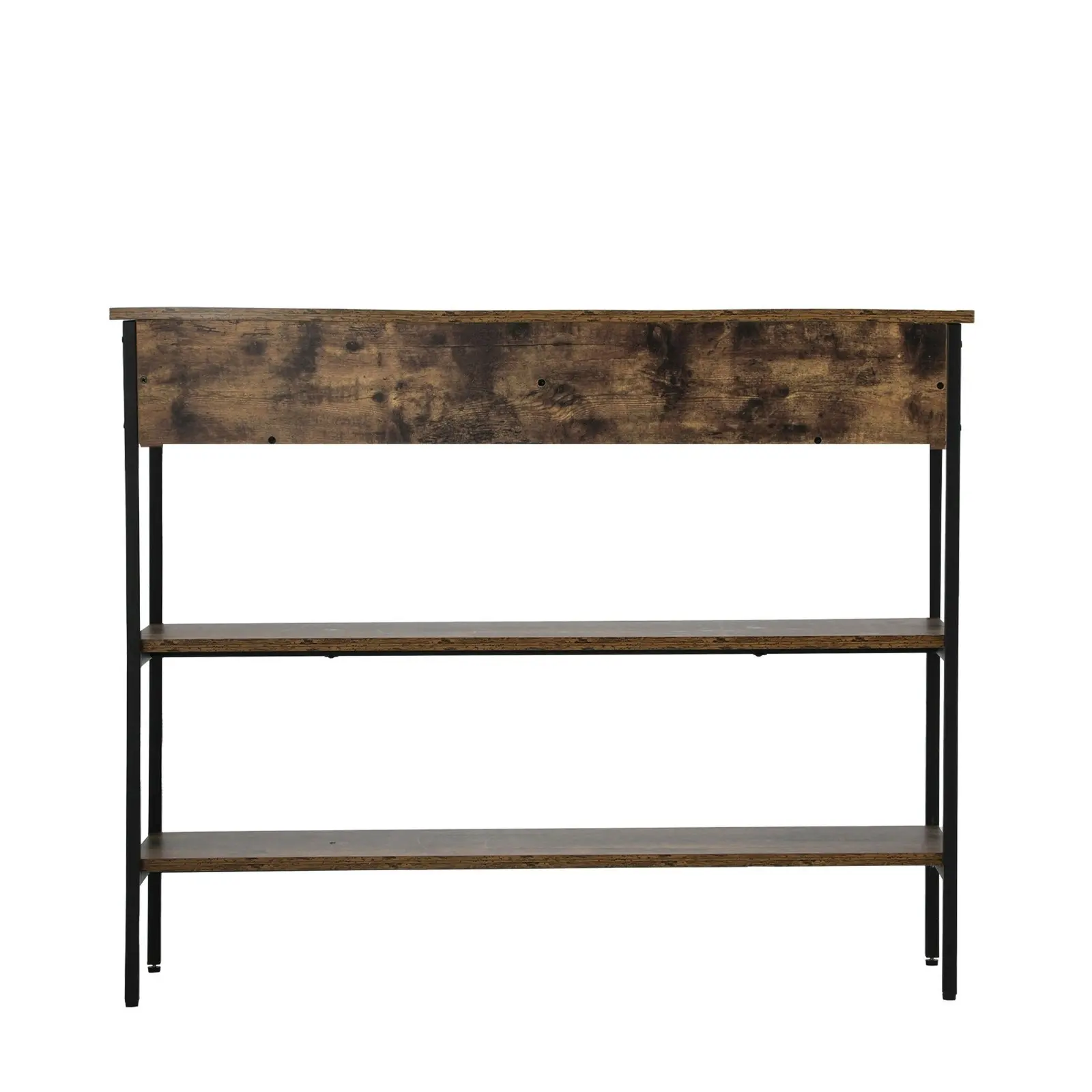 Oikiture 3-Tier Console Table Wood with 2 Drawers