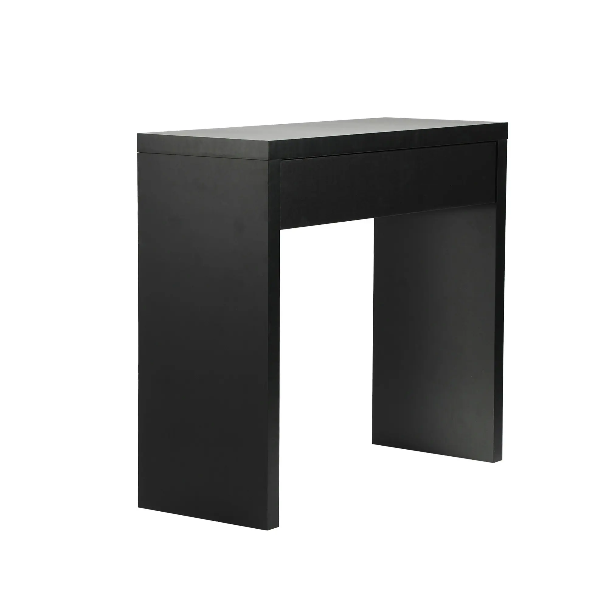 Oikiture Console Table Wood with Drawer Black