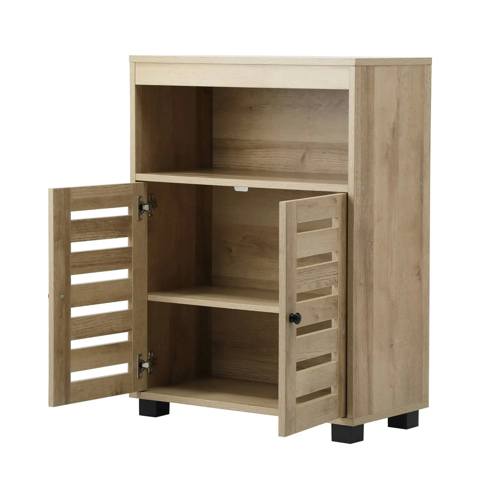 Oikiture Shoe Rack Shoes Storage Cabinet Organiser Shelf 2 Doors Natural