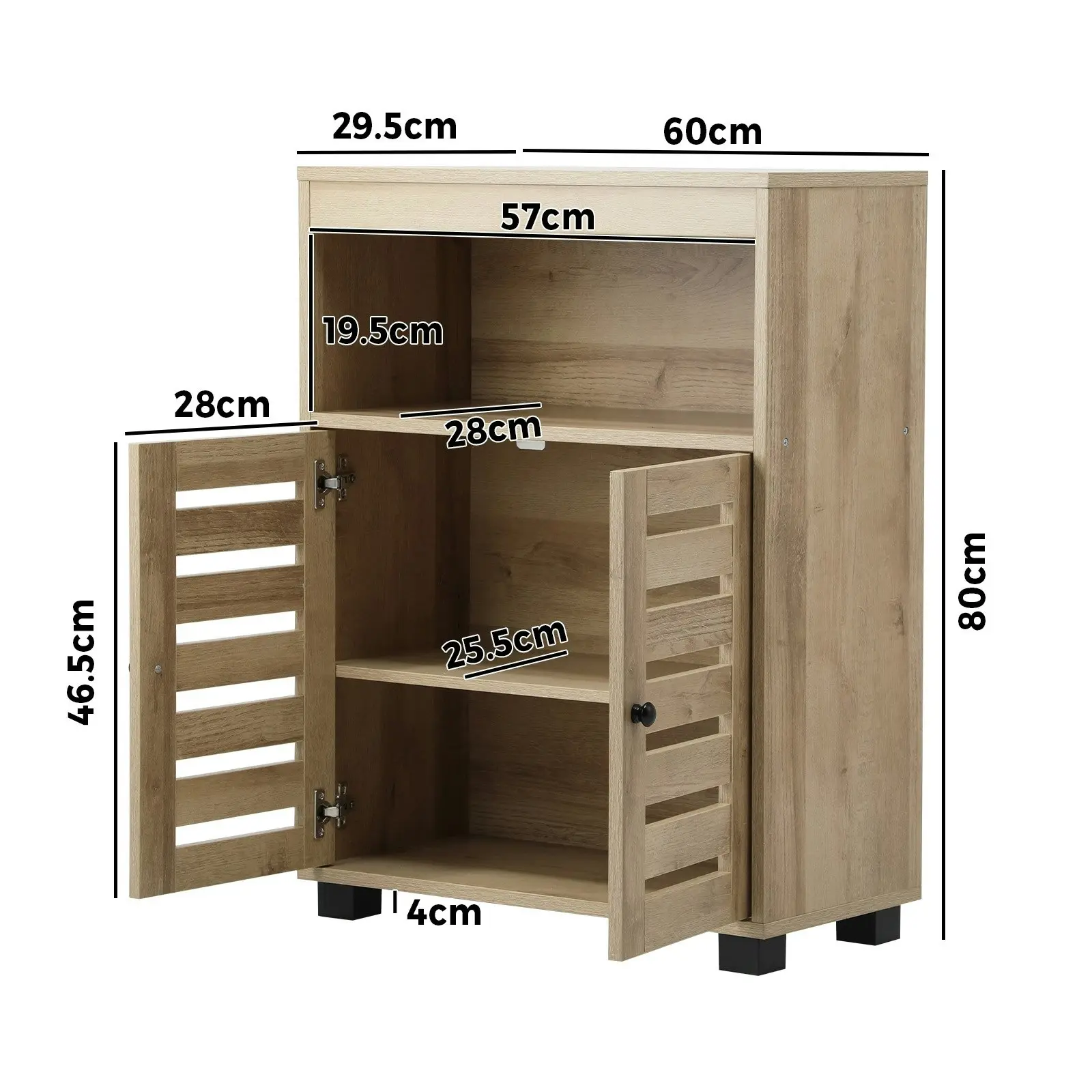 Oikiture Shoe Rack Shoes Storage Cabinet Organiser Shelf 2 Doors Natural