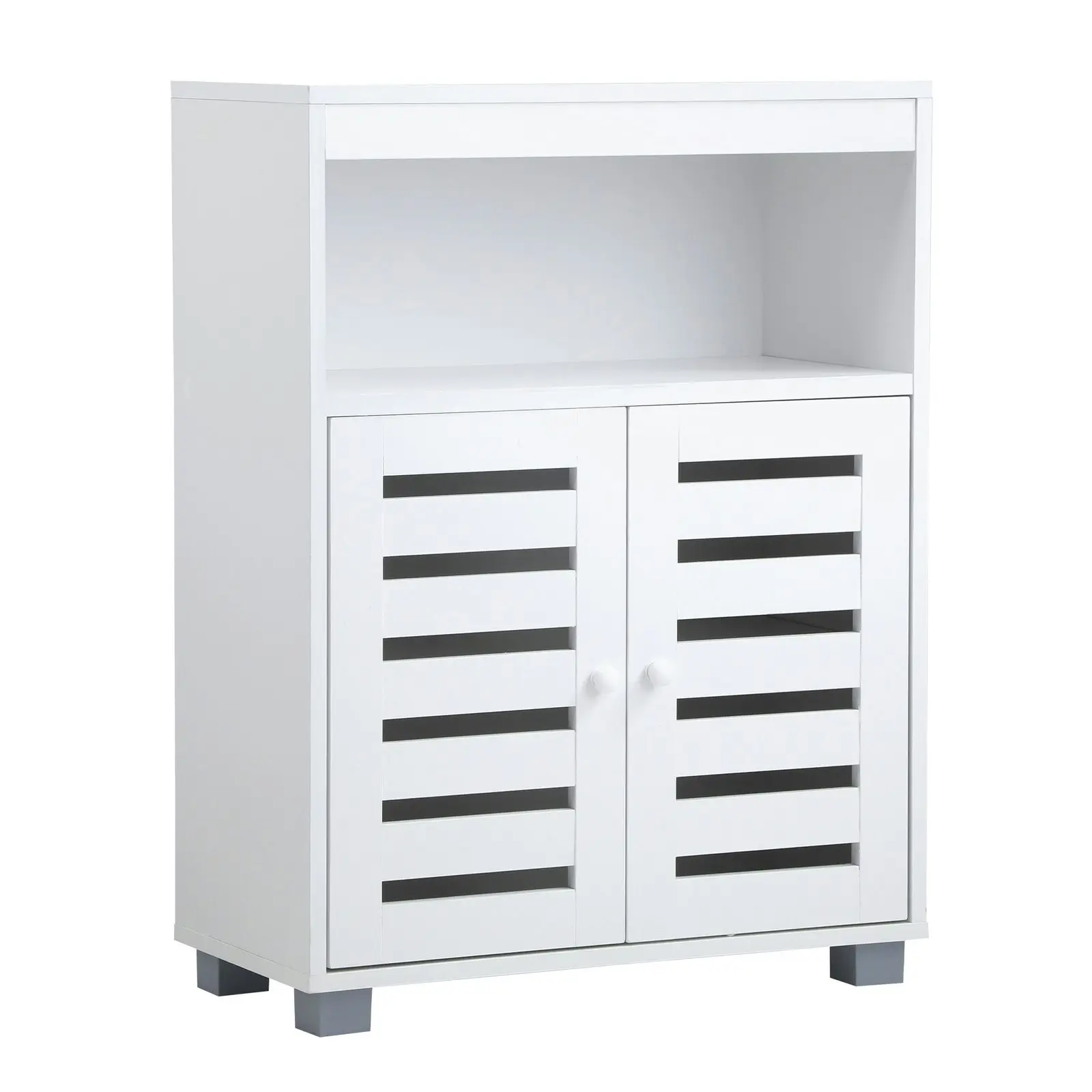 Oikiture Shoe Rack Shoes Storage Cabinet Organiser Shelf 2 Doors White