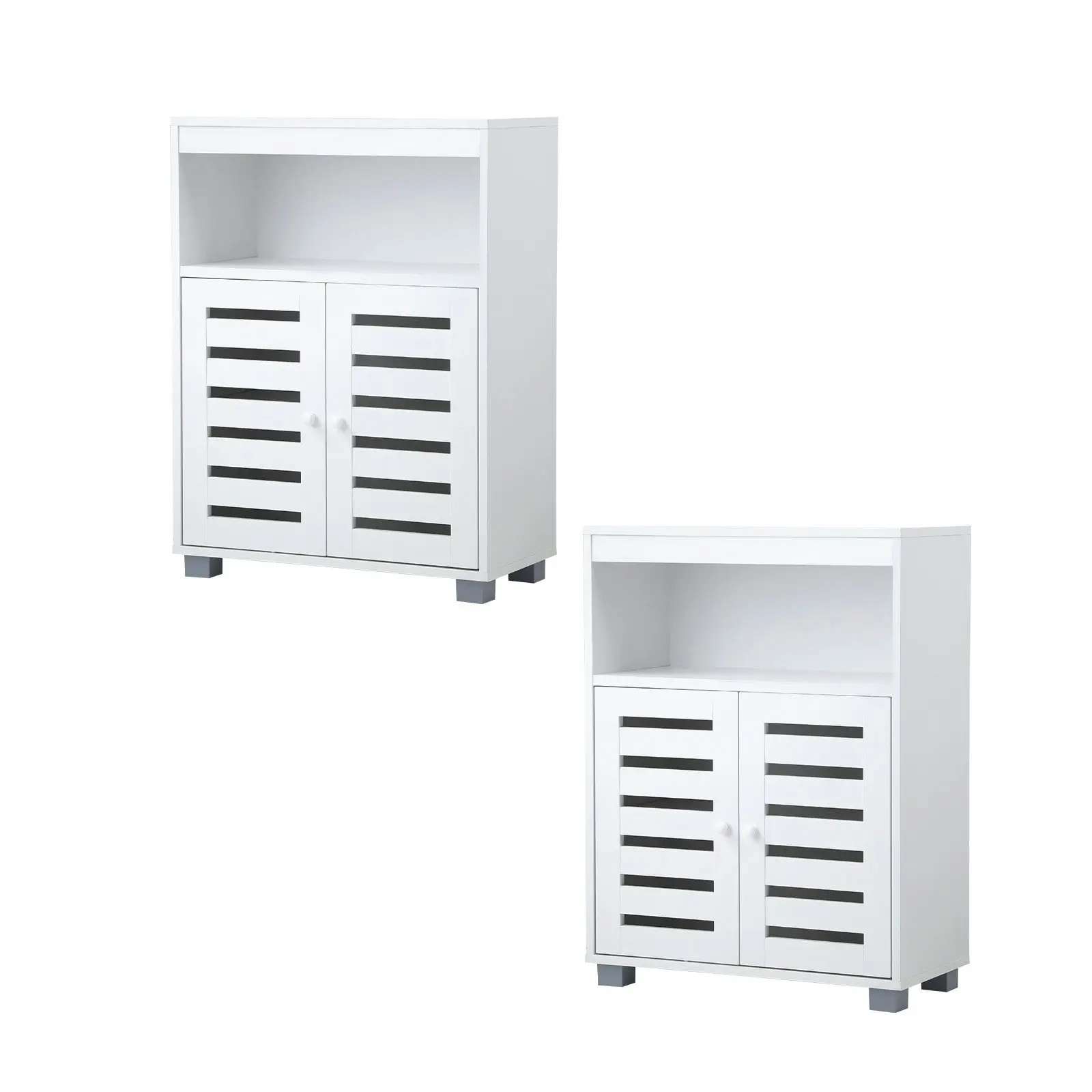 Oikiture Shoe Rack Shoes Storage Cabinet Organiser Shelf 2 Doors White Set of 2