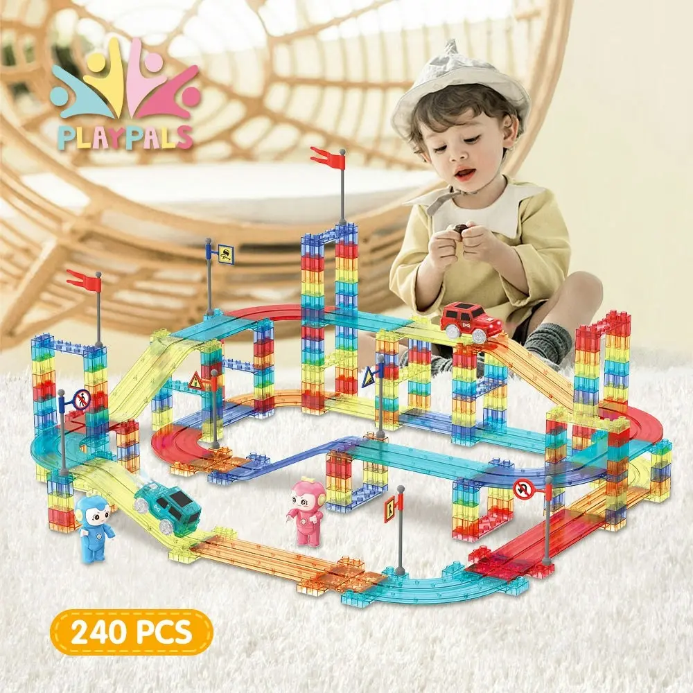 Playpals Railcar Magnetic Tiles Block Educational Toys Child Gift 154/240/348PCS