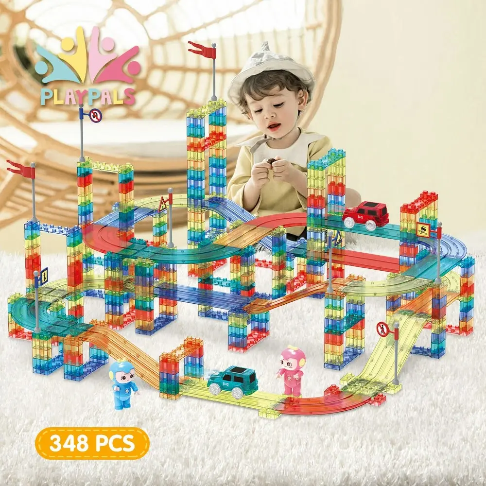 Playpals Railcar Magnetic Tiles Block Educational Toys Child Gift 154/240/348PCS