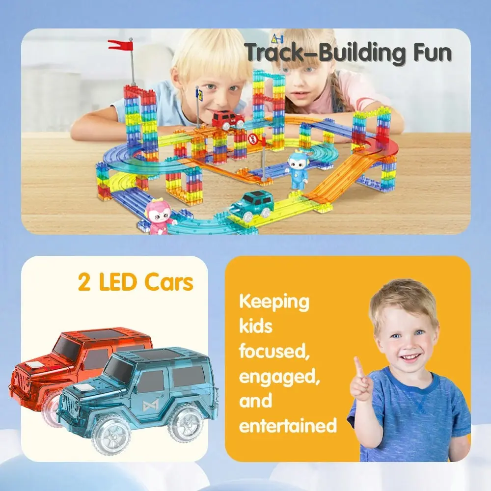 Playpals Railcar Magnetic Tiles Block Educational Toys Child Gift 154/240/348PCS