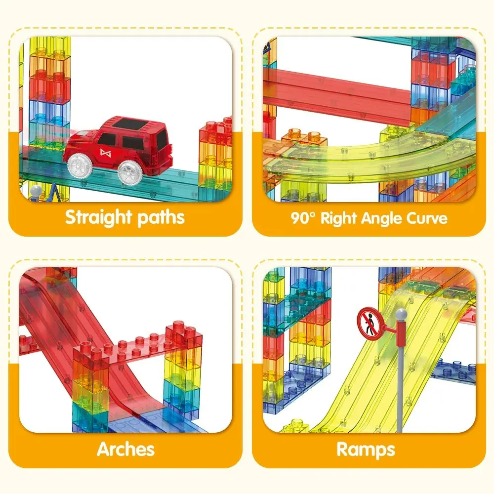 Playpals Railcar Magnetic Tiles Block Educational Toys Child Gift 154/240/348PCS