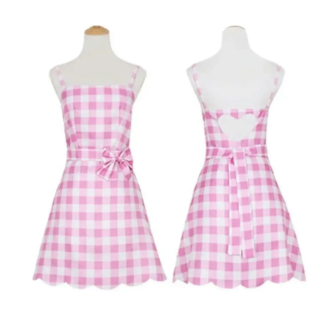 Pink Gingham Short Dress Womens Costume