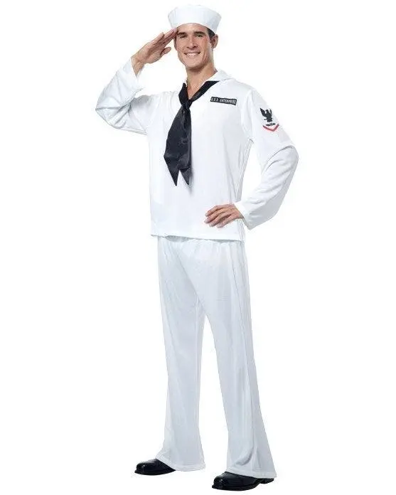 White Sailor Mens Fancy Dress Costume