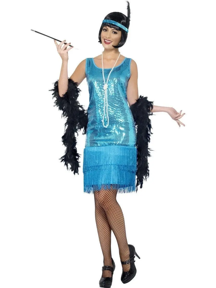 Flirty Flapper Blue 1920s Womens Costume