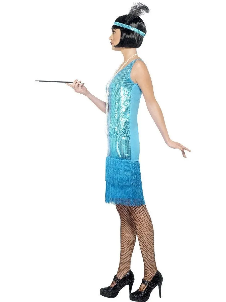 Flirty Flapper Blue 1920s Womens Costume