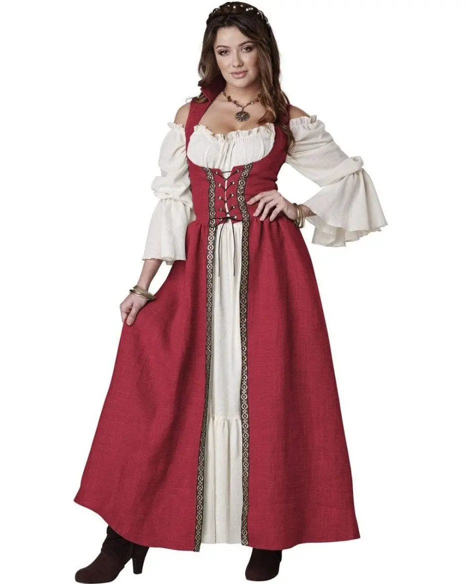 Red Medieval Overdress Womens Costume