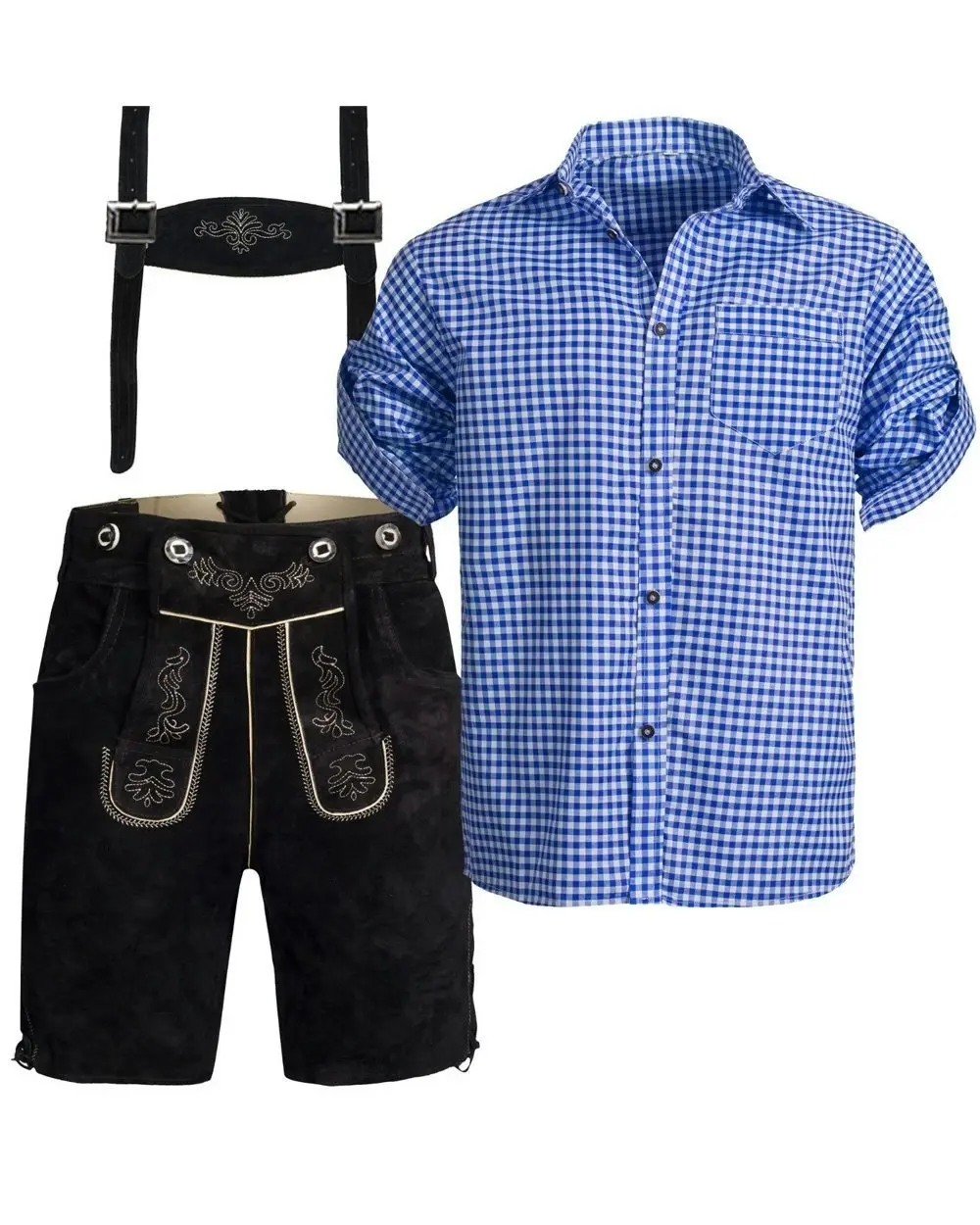 Blue Black Lederhosen Oktoberfest Mens Costume