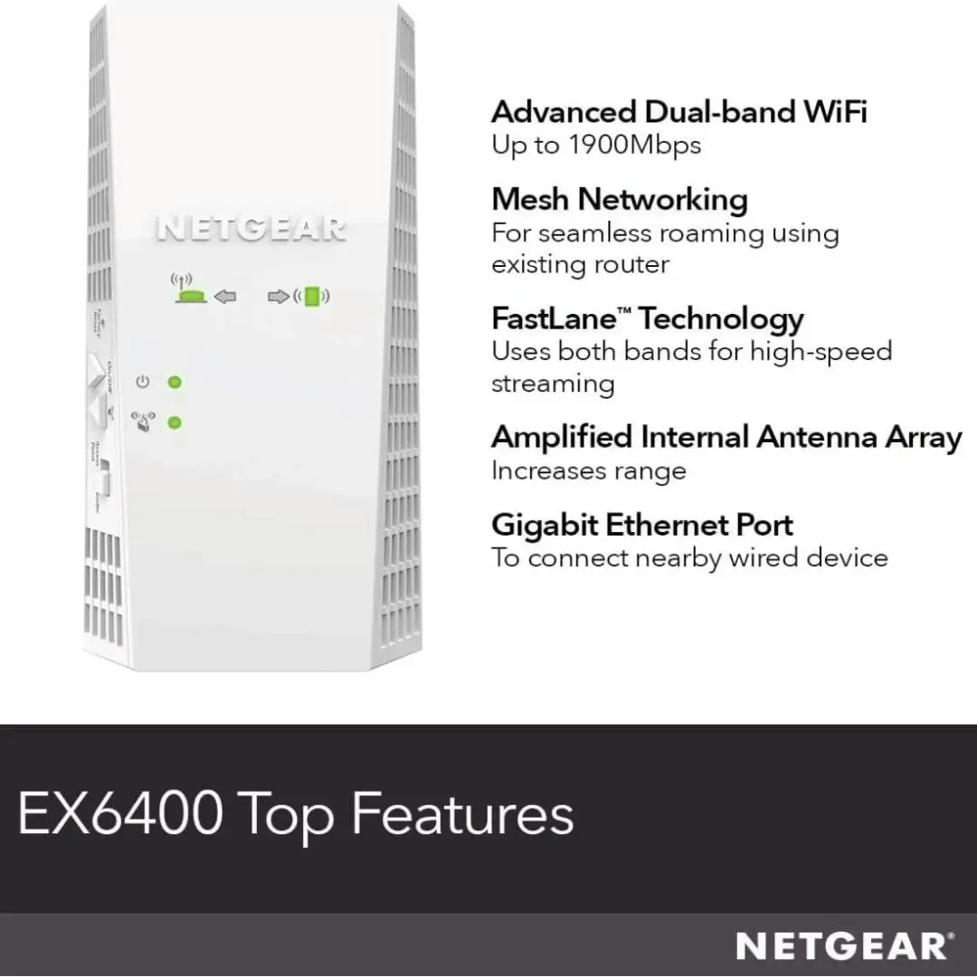 NETGEAR AC1900 WiFi MESH Range Extender (EX6400) - Refurbished