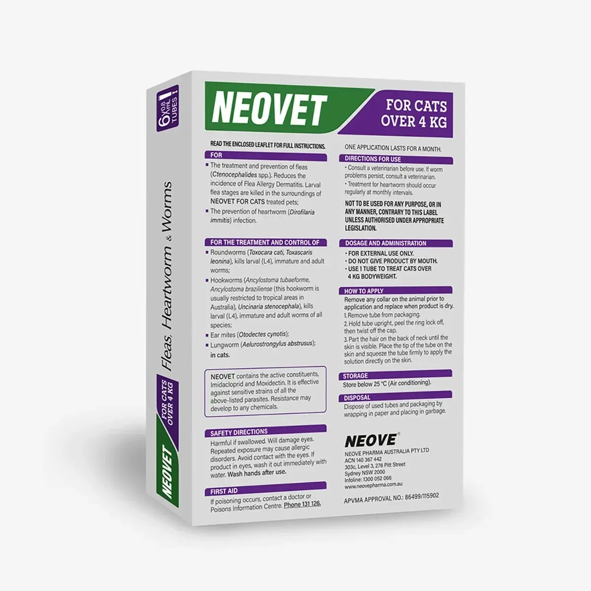 Neovet For Large Cats Over 4kg. (Purple)