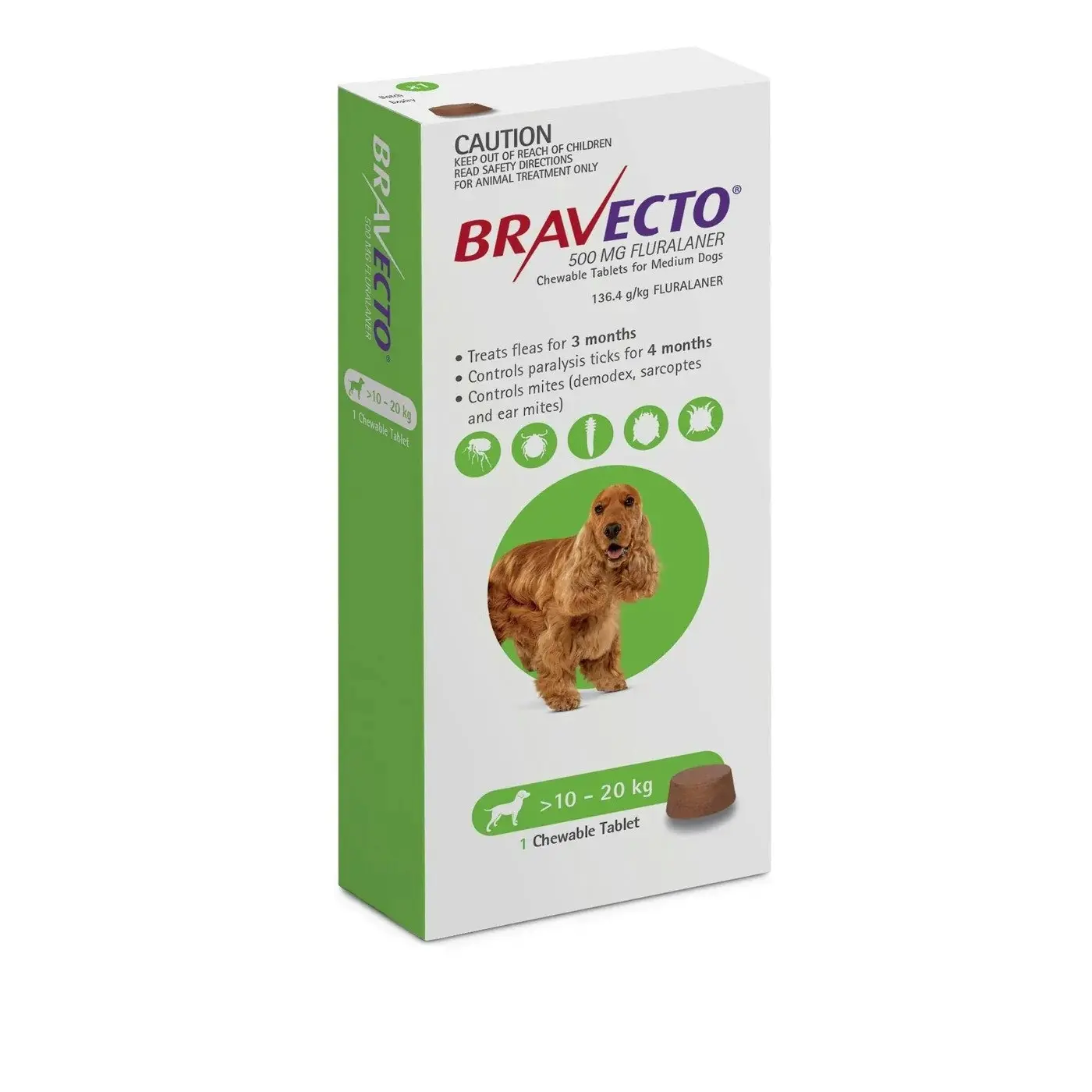 Bravecto Chews for Medium Dogs (Green) - SHORT DATED