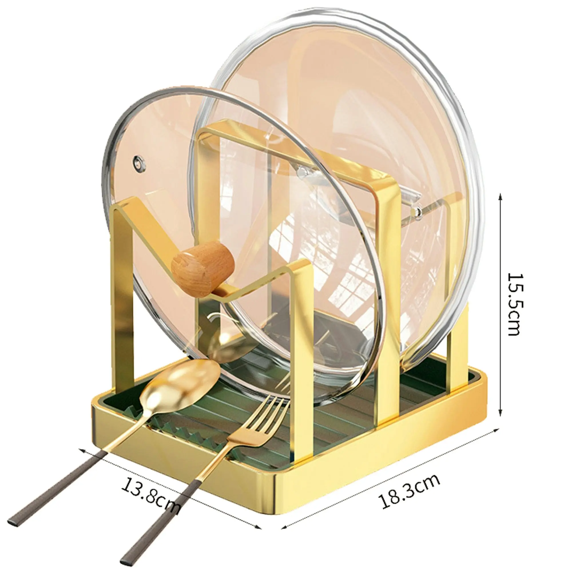 2 Pot Lid Holder Utensil Rack Organizer Lid Storage Shelf Countertop Shelves Stand Horizontal