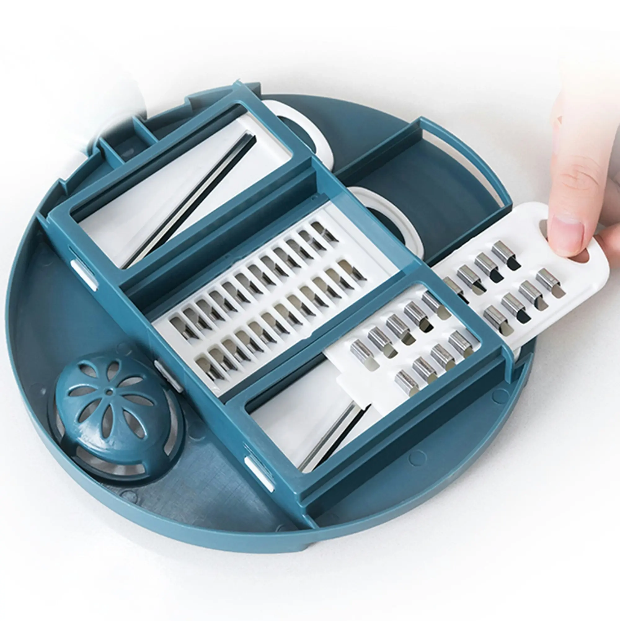 Todo Multifunction Food Grater Shredder Cutter Strainer Bowl 6 Blade Kitchen Tool