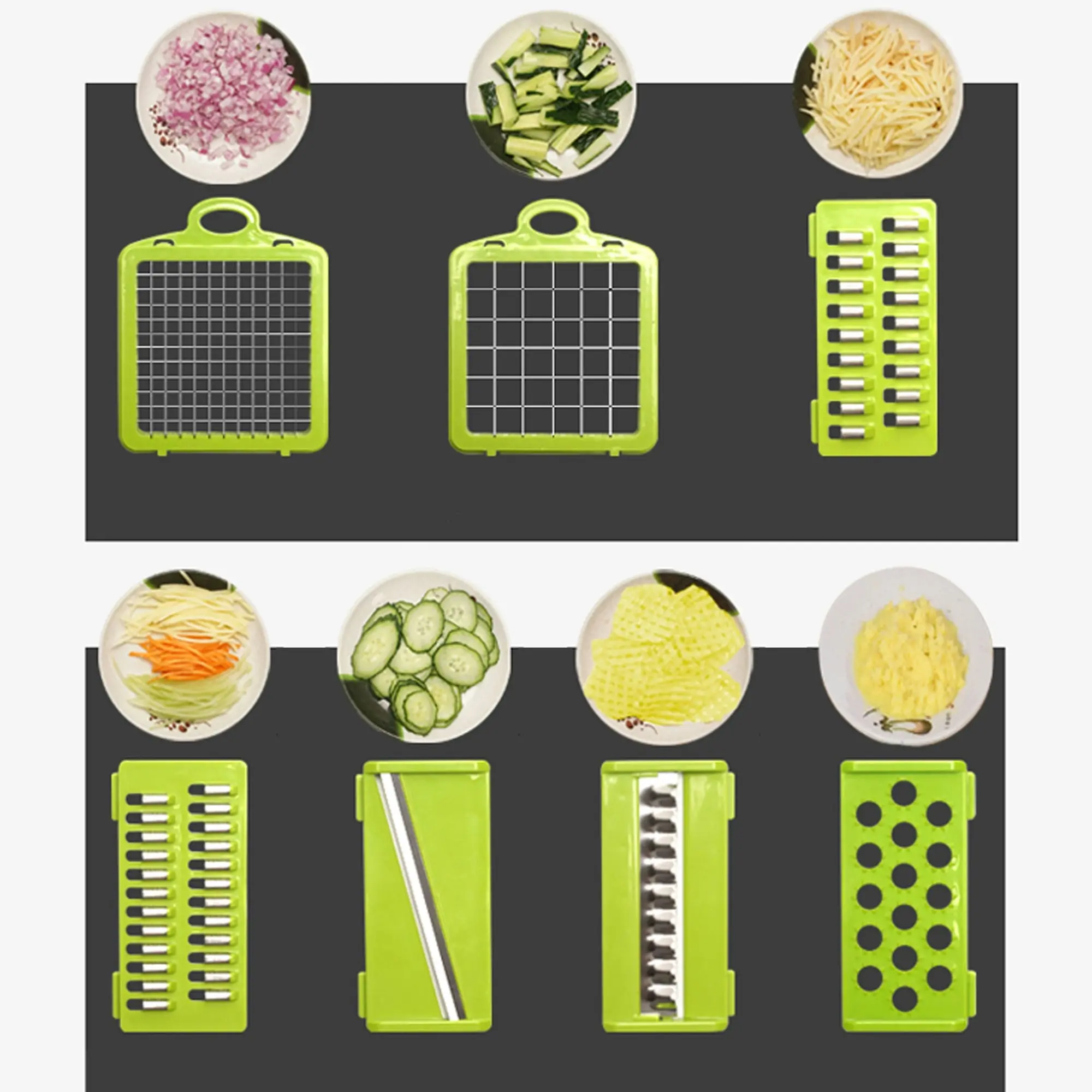 Todo Multifunction Food Chopper Cutter Shredder Strainer Grater Kitchen Tool Basket 12pcs Set