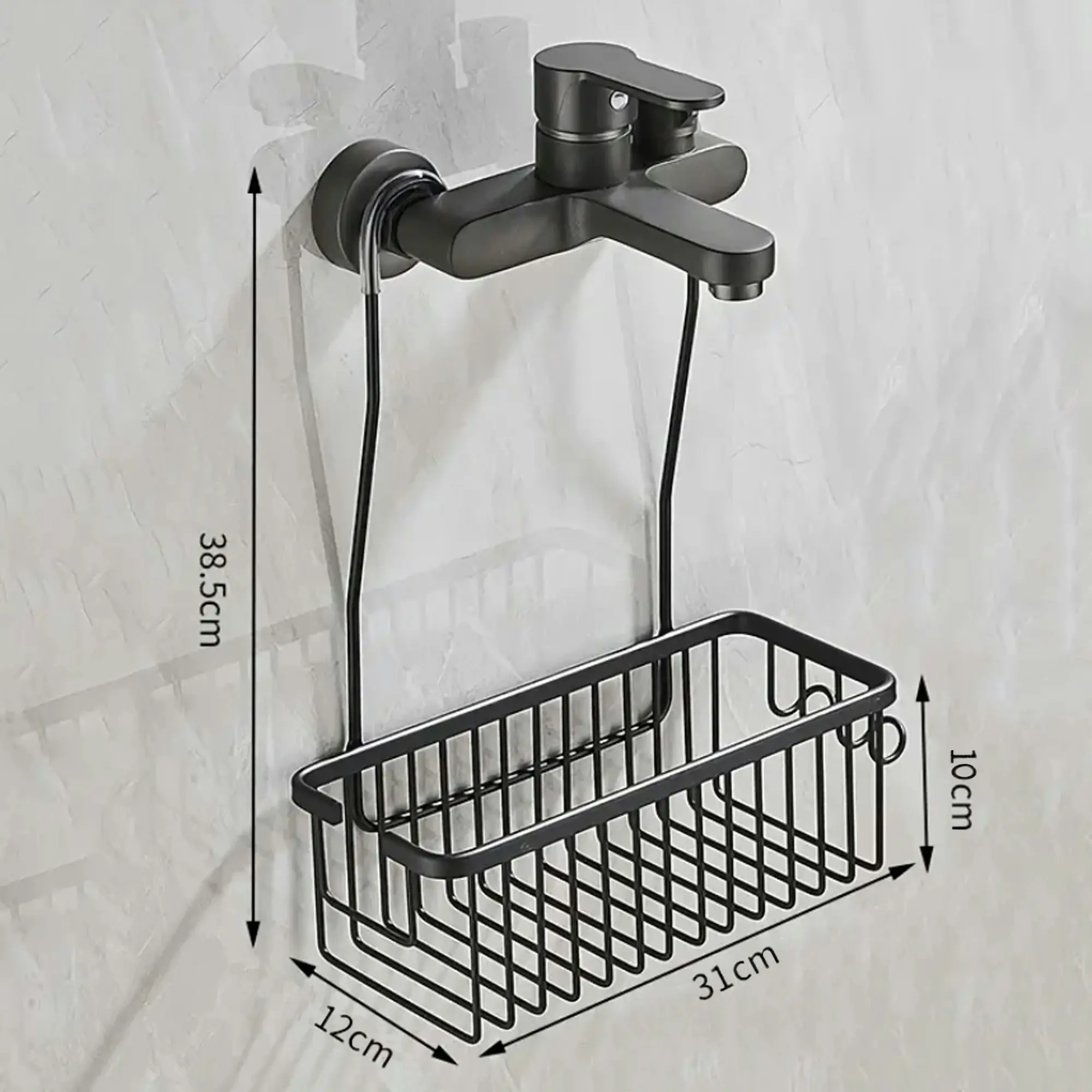 Hanging Shower Rack Bathroom Caddy Aluminium Alloy Rust Free Waterproof Bath Storage Organizer - Grey