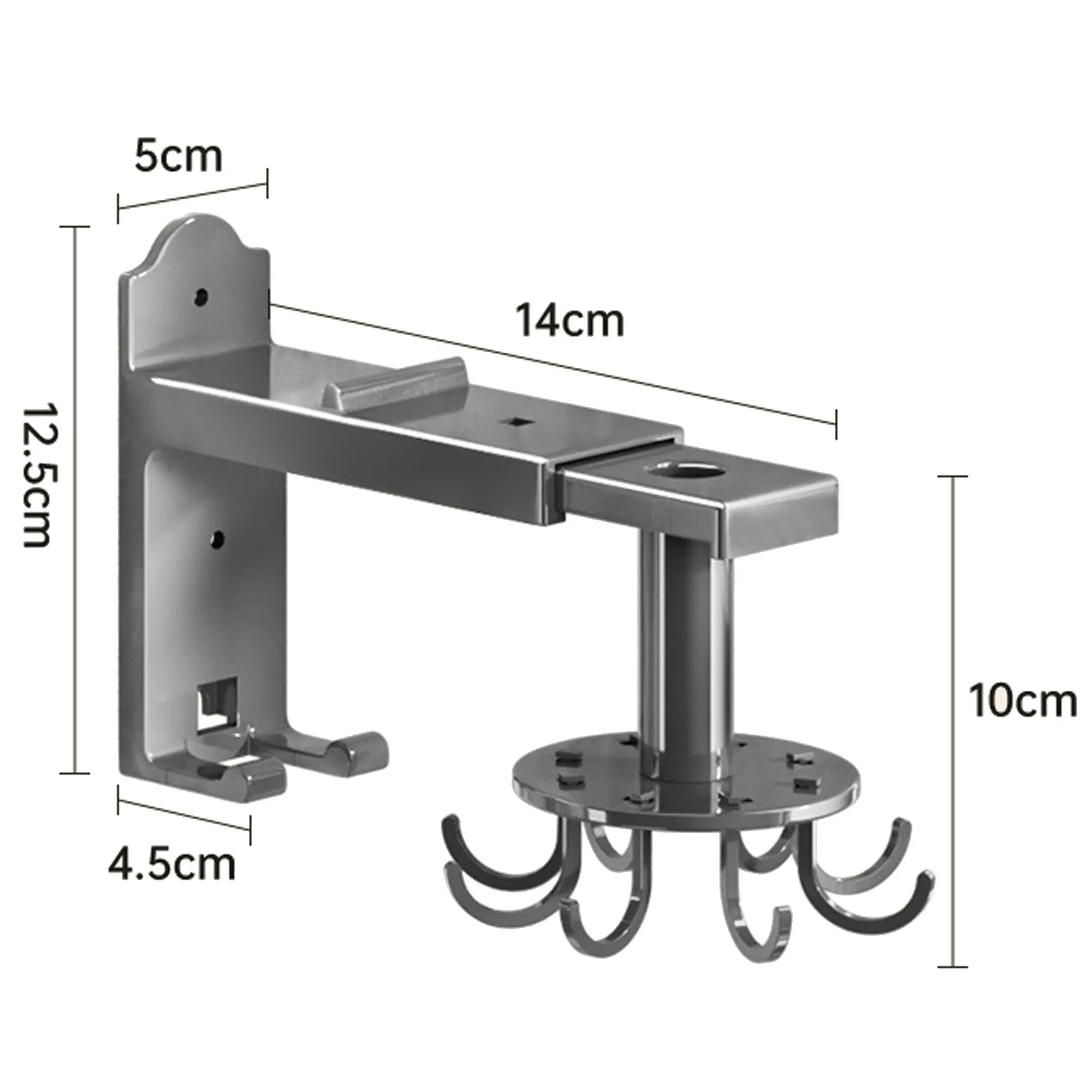 Kitchen Swivel Hook Storage Rack Utensil Organizer Spoon Holder Aluminum Alloy Retractable Storage Shelf Wall Mounted