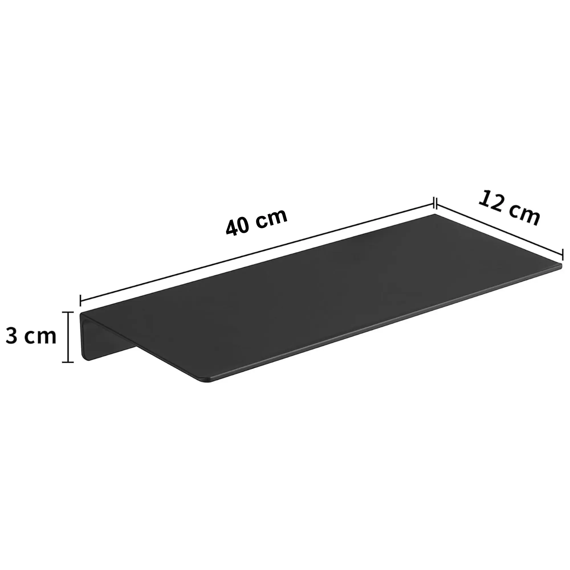 Floating Aluminum Alloy Wall Shelf Wall Mounted Display Stand Storage Shelve 40 x 12 cm - Black