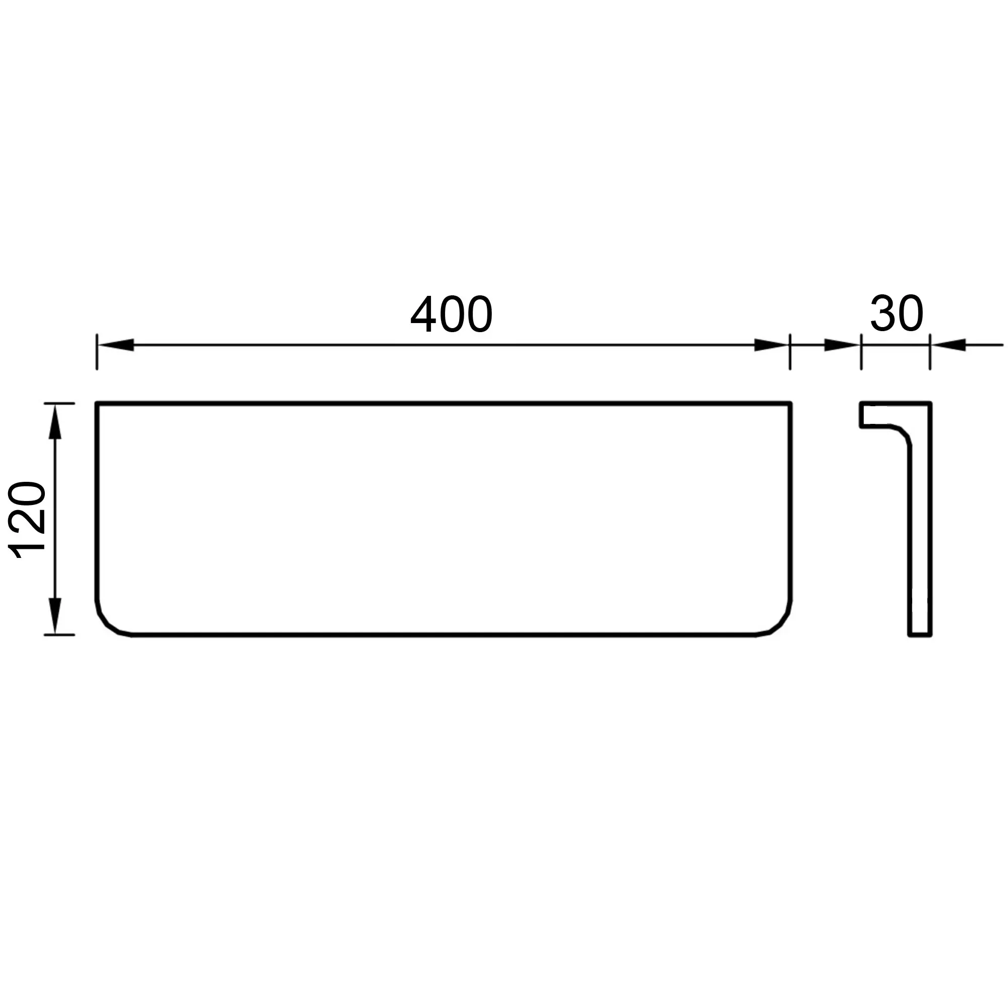 Floating Aluminum Alloy Wall Shelf Wall Mounted Display Stand Storage Shelve 40 x 12 cm - Black