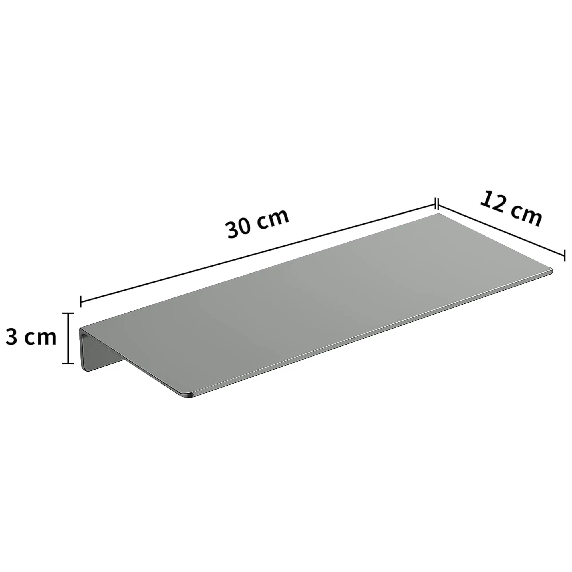 Floating Aluminum Alloy Wall Shelf Wall Mounted Display Stand Storage Shelve 30 x 12 cm - Grey