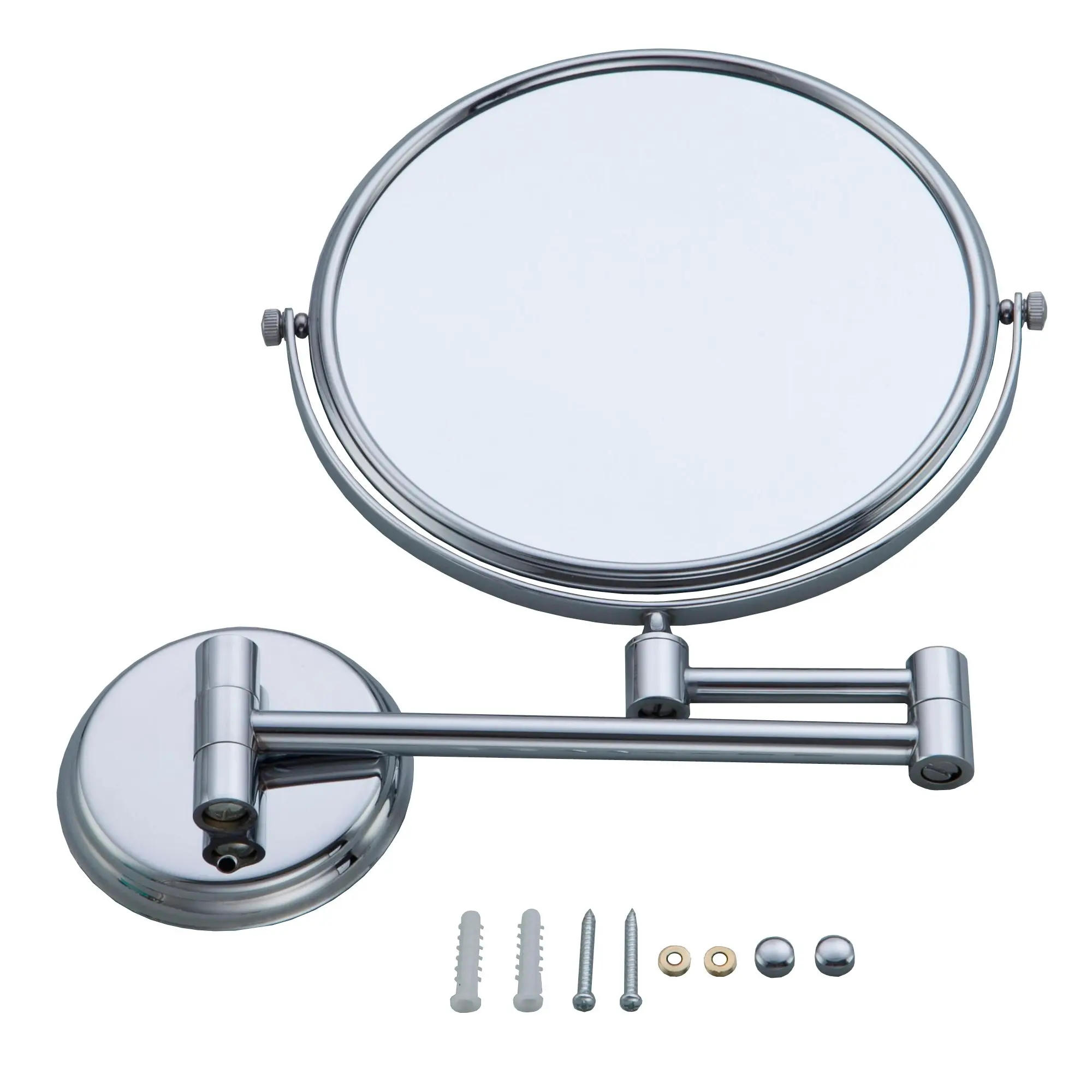 8" Wall Mounted Make Up Mirror 1x/3x Magnification Stainless Steel Retractable Arm Bathroom Mirror