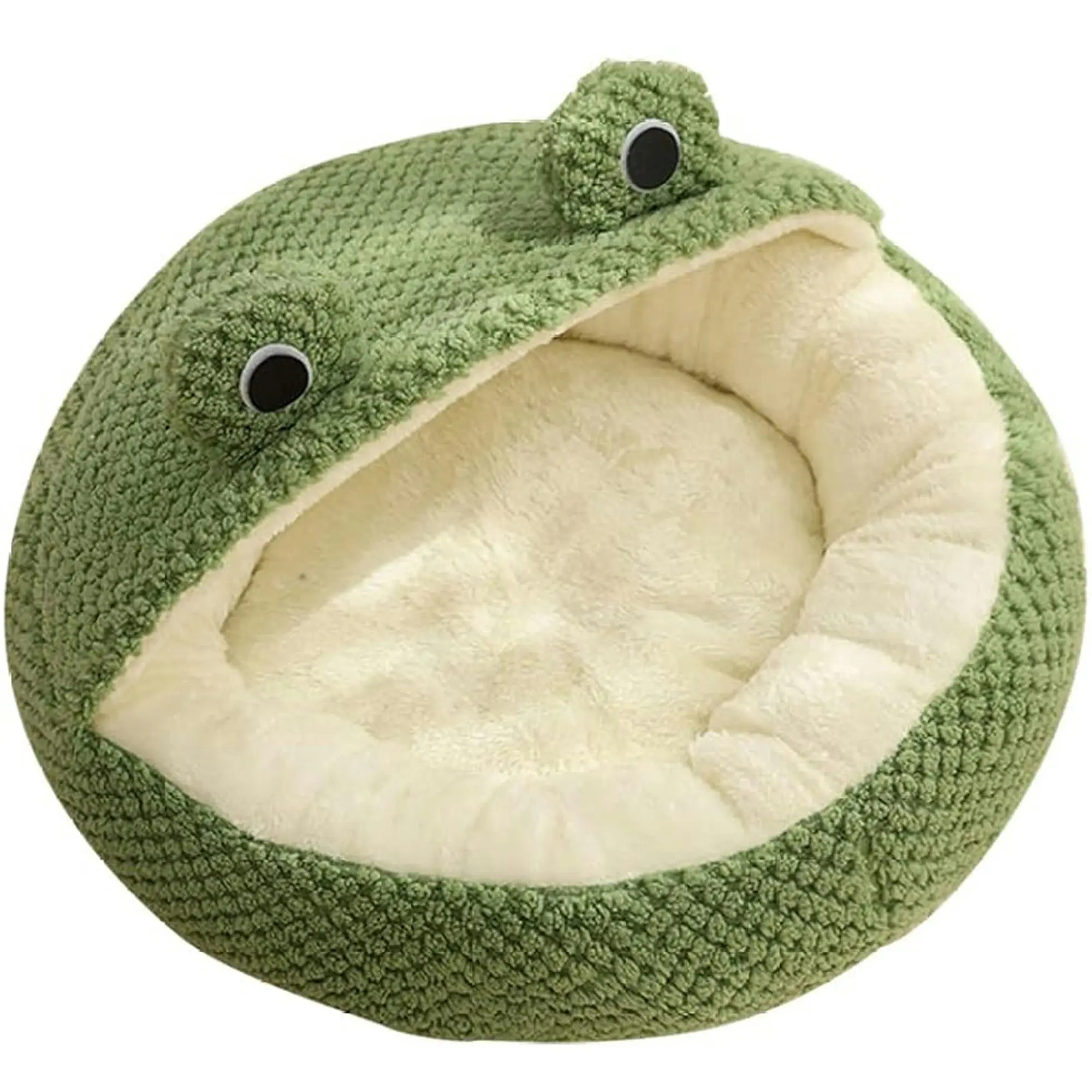 Todo Semi Enclosed Pet Nesting Bed 60cm Diameter Soft Warm Dog Cat Sleeping Bed - Frog