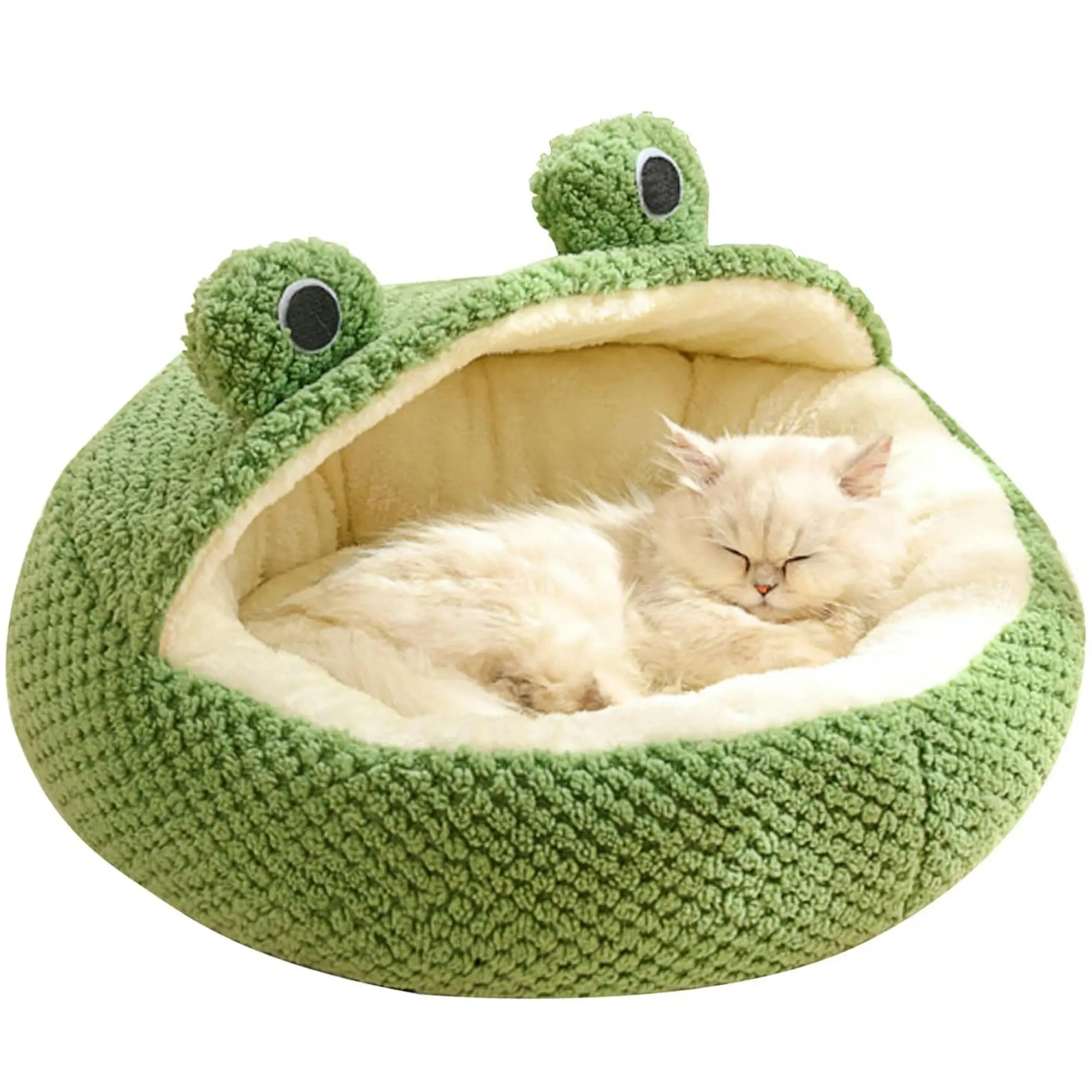 Todo Semi Enclosed Pet Nesting Bed 60cm Diameter Soft Warm Dog Cat Sleeping Bed - Frog