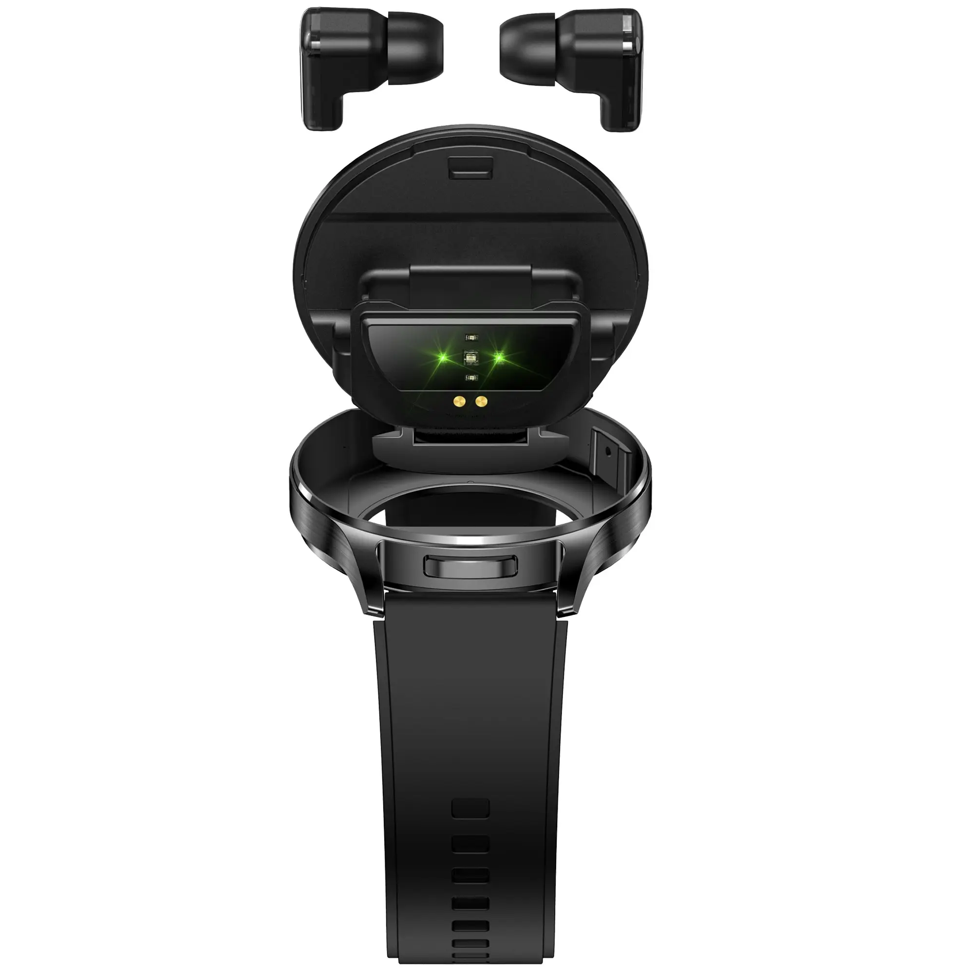 2 in 1 Bluetooth Smart Watch Wireless Earphones 1.39" IPS Touch Screen BT 5.0 - Black