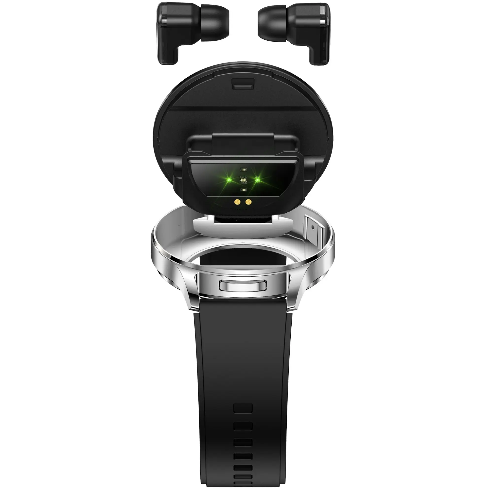 2 in 1 Bluetooth Smart Watch Wireless Earphones 1.39" IPS Touch Screen BT 5.0 - Silver