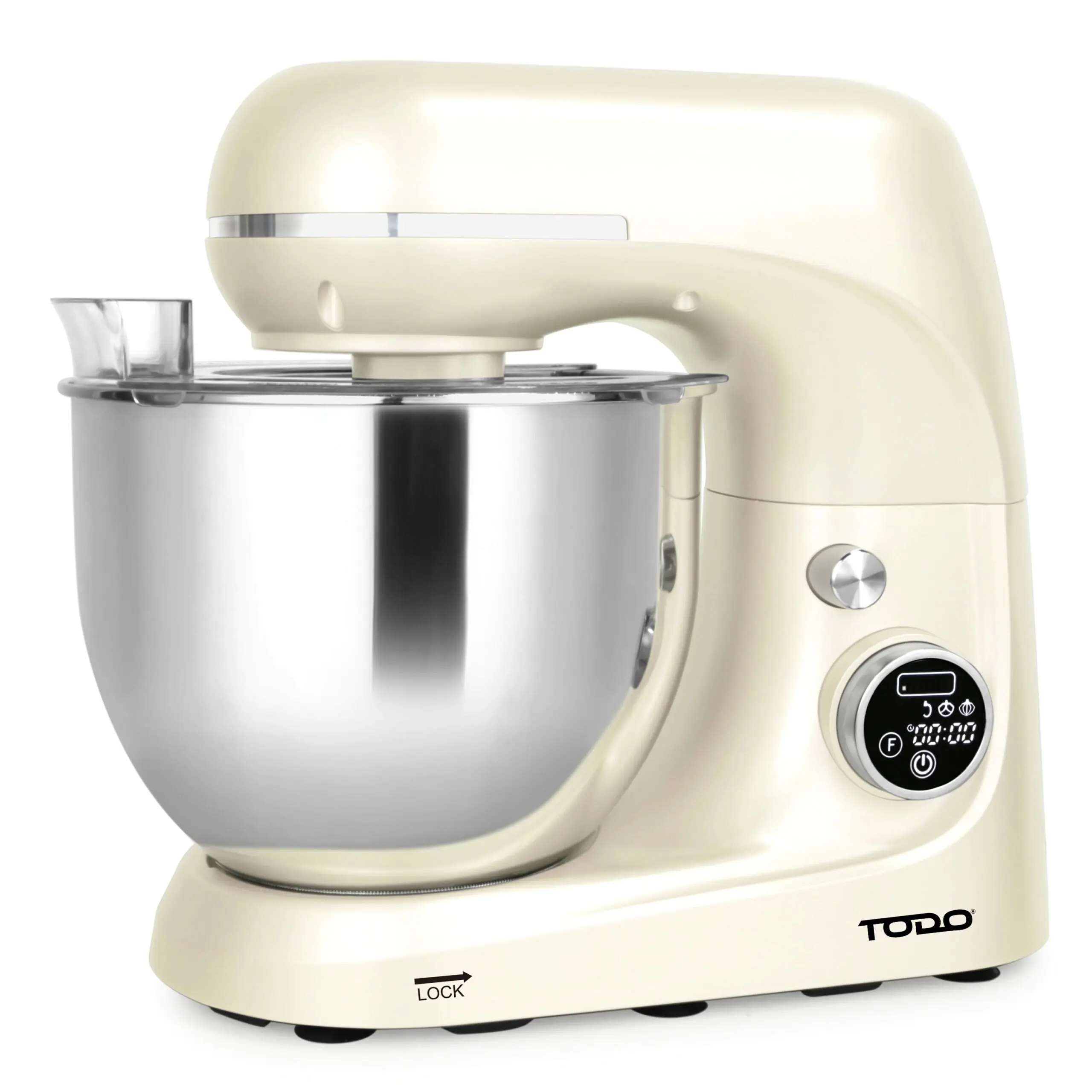 Todo 1100W Electric Stand Mixer 5.3L Stainless Steel Bowl Heated Fermentation LCD Touch Screen Control