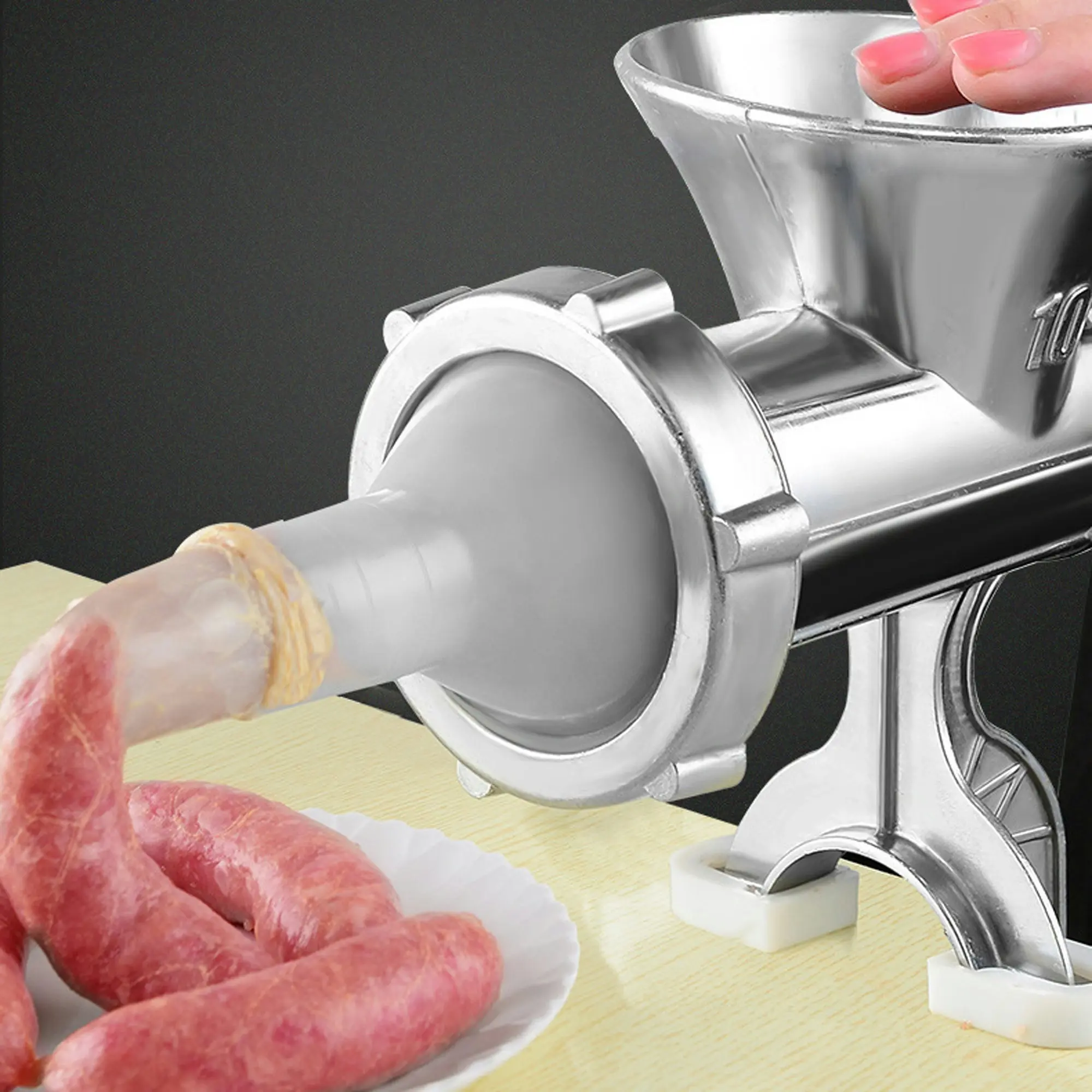 Hand Crank Meat Grinder Manual Mill Sausage Maker Tungsten Steel Blade No.5 Size