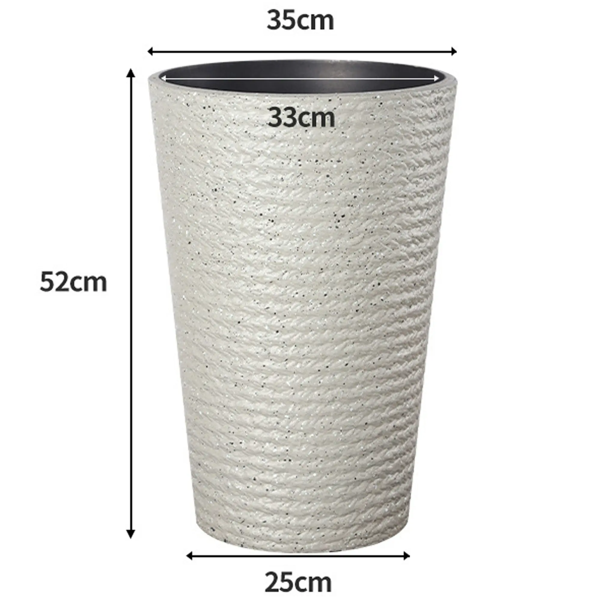 52cm Large Flower Pot Plastic Resin Imitation Ceramic Environment Durable Floor Standing Vase - Cream